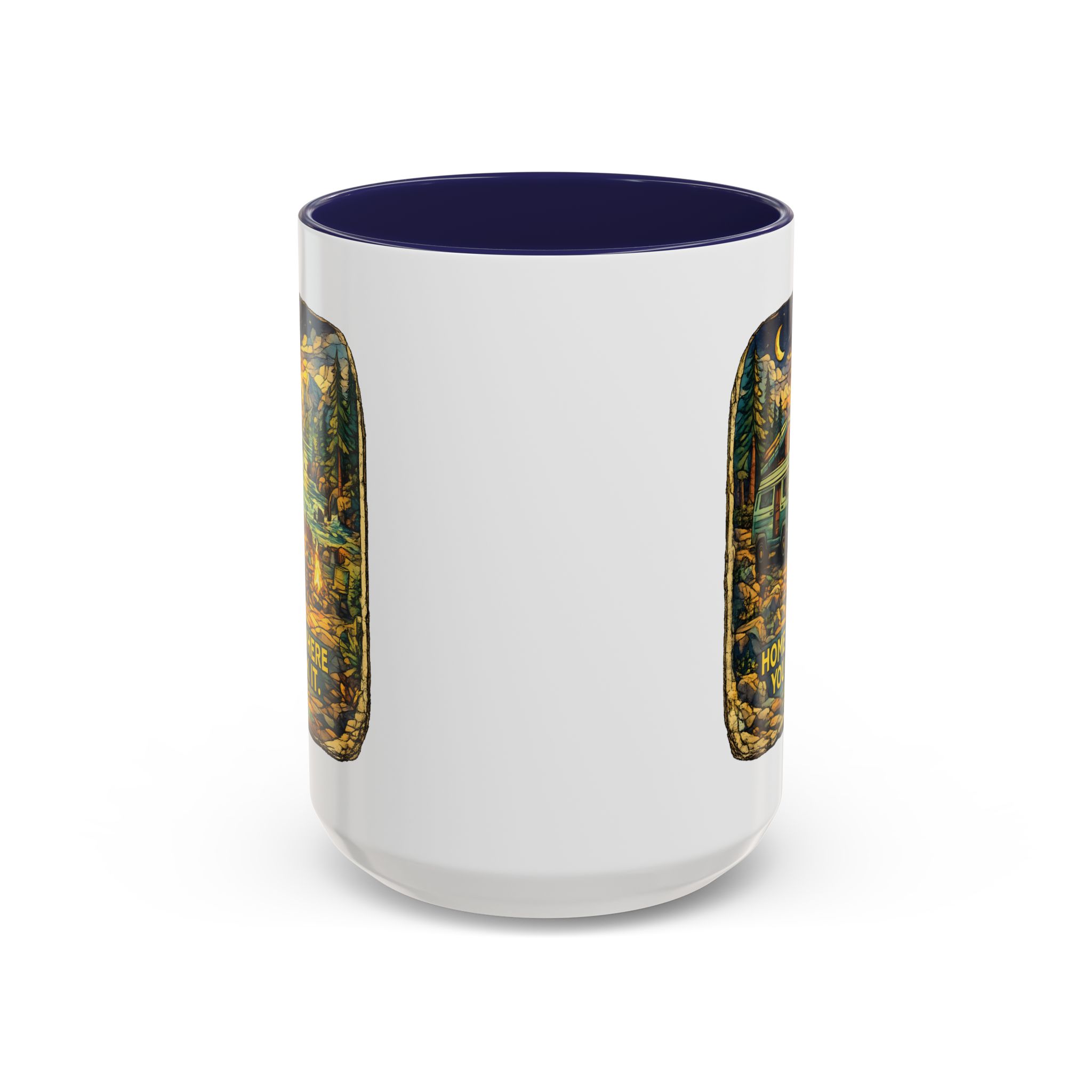 Accent Coffee Mug (11, 15oz) — "Home Is Where You Park It" Design Cubic-Line