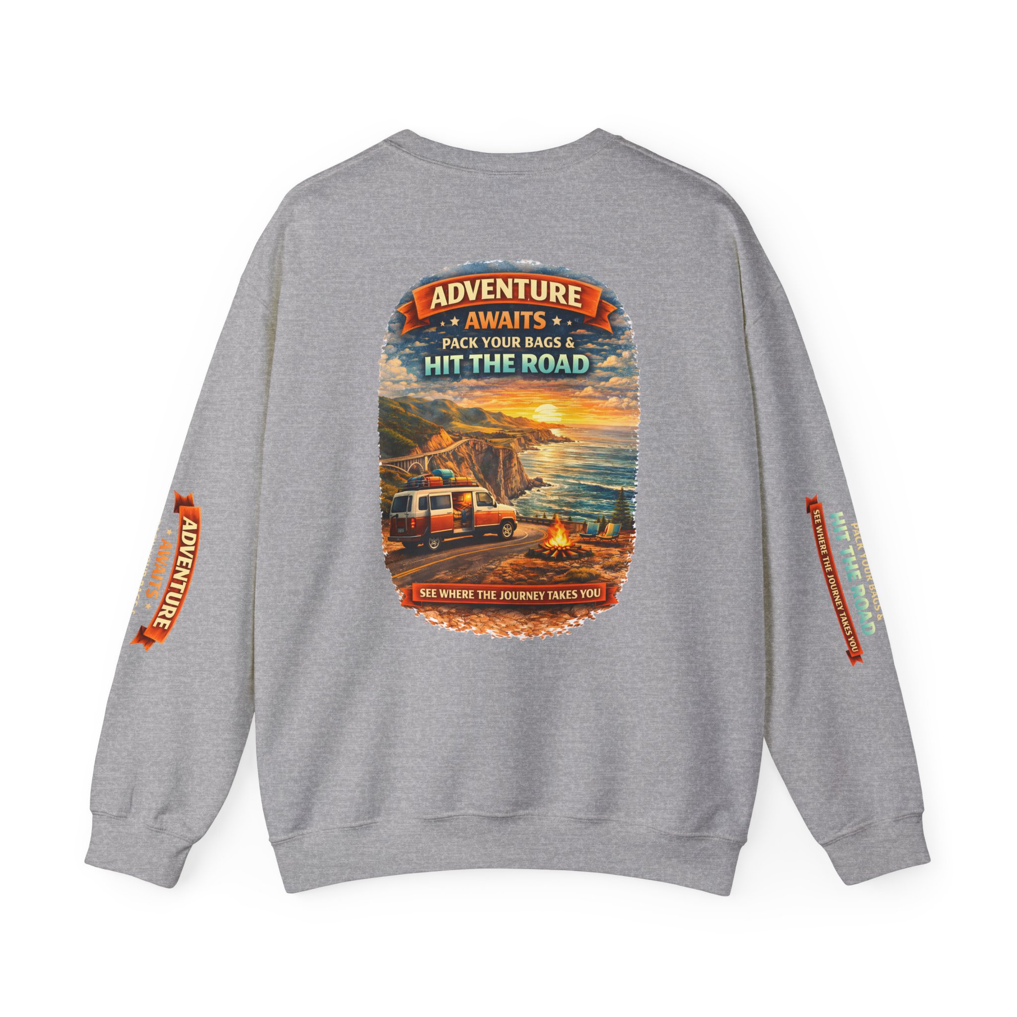 6270368618990732767_2048.jpeg Unisex Heavy Blend™ Crewneck Sweatshirt — "Adventure Awaits-Pack Your Bags" Design Scenic-Line