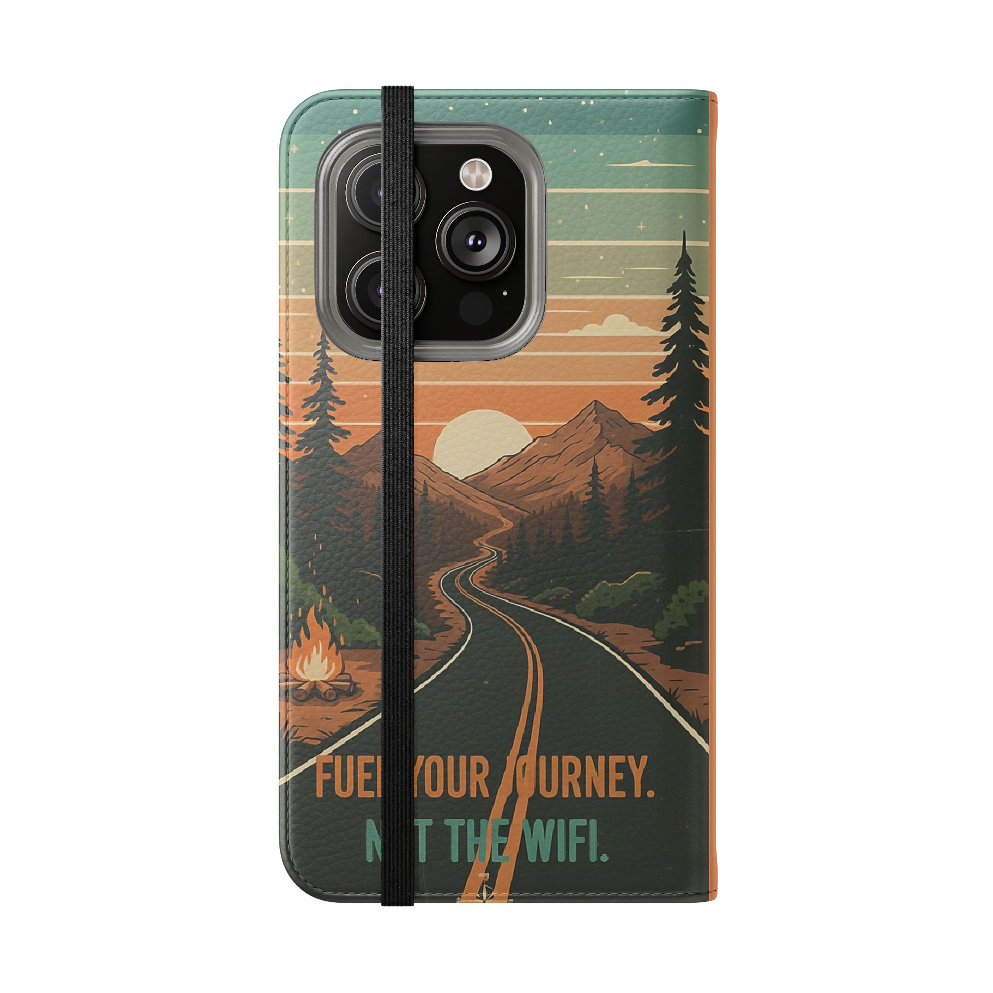 Flip Phone Case — "Adventure Awaits Unplug & Drive" Wallet Case