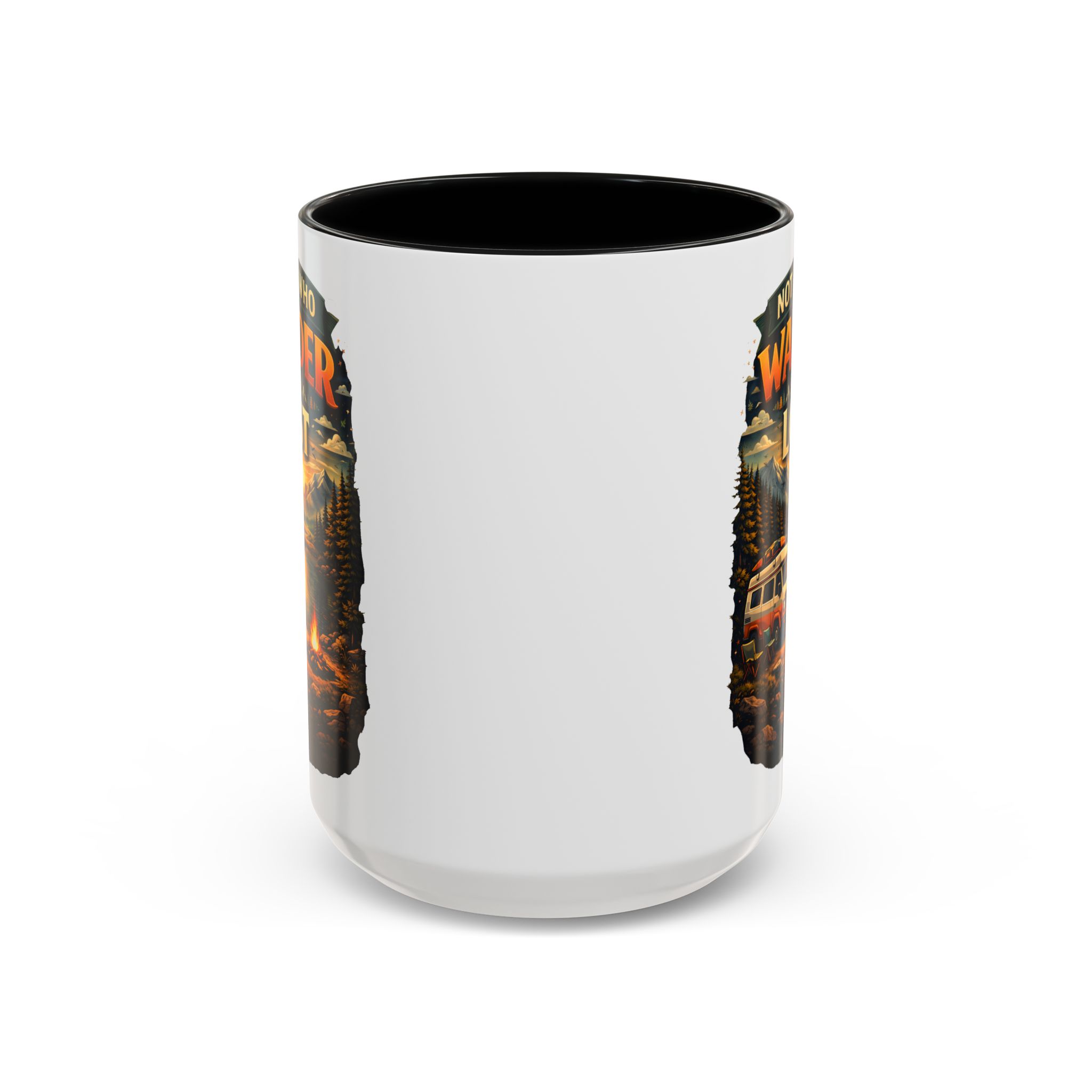 Accent Coffee Mug (11, 15oz) — "Not All Who Wander Are Lost" Design Scenic-Line
