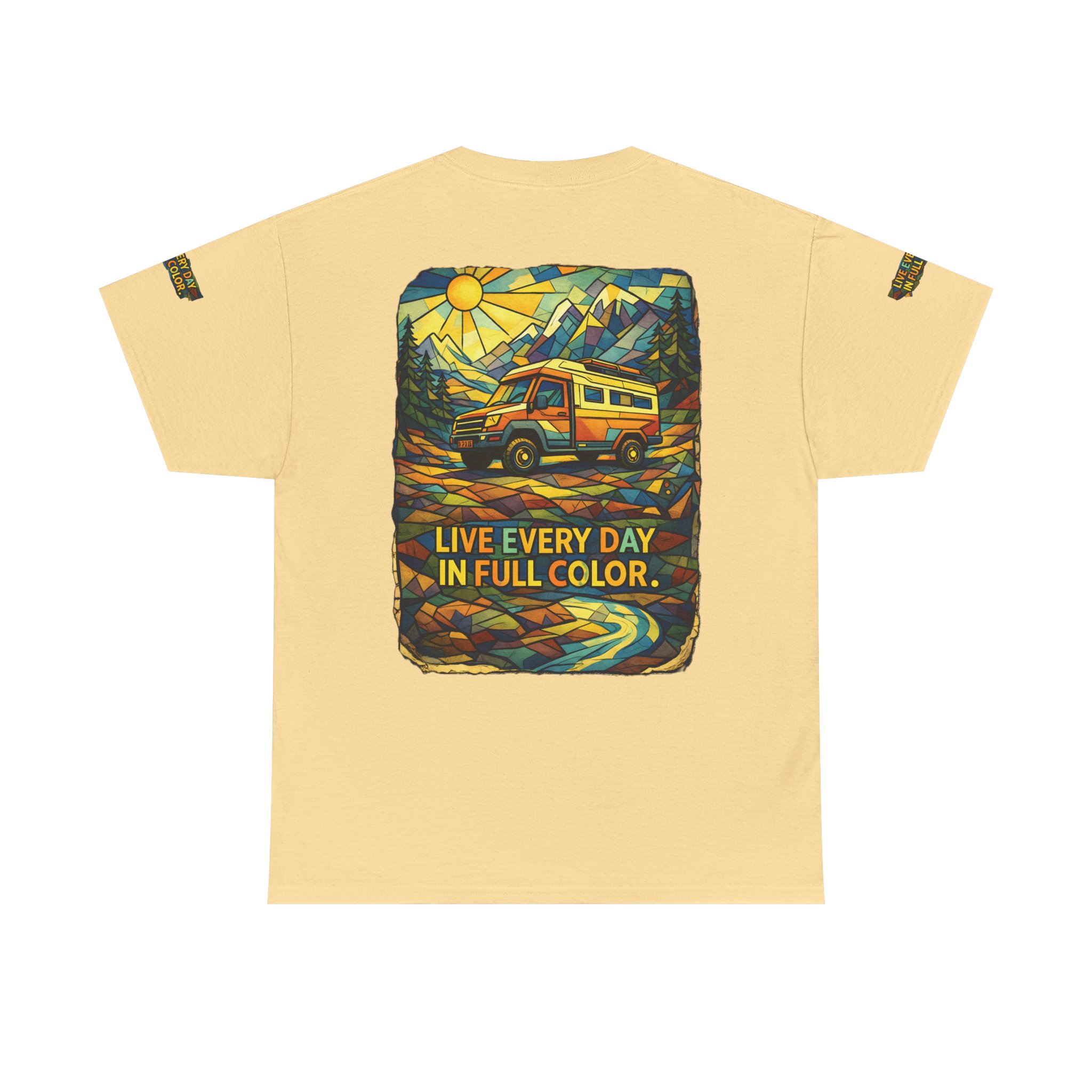 6271554531899860716_2048.jpeg Unisex Heavy Cotton Tee — "Live Life Every Day In Full Color" Design Cubic-Line