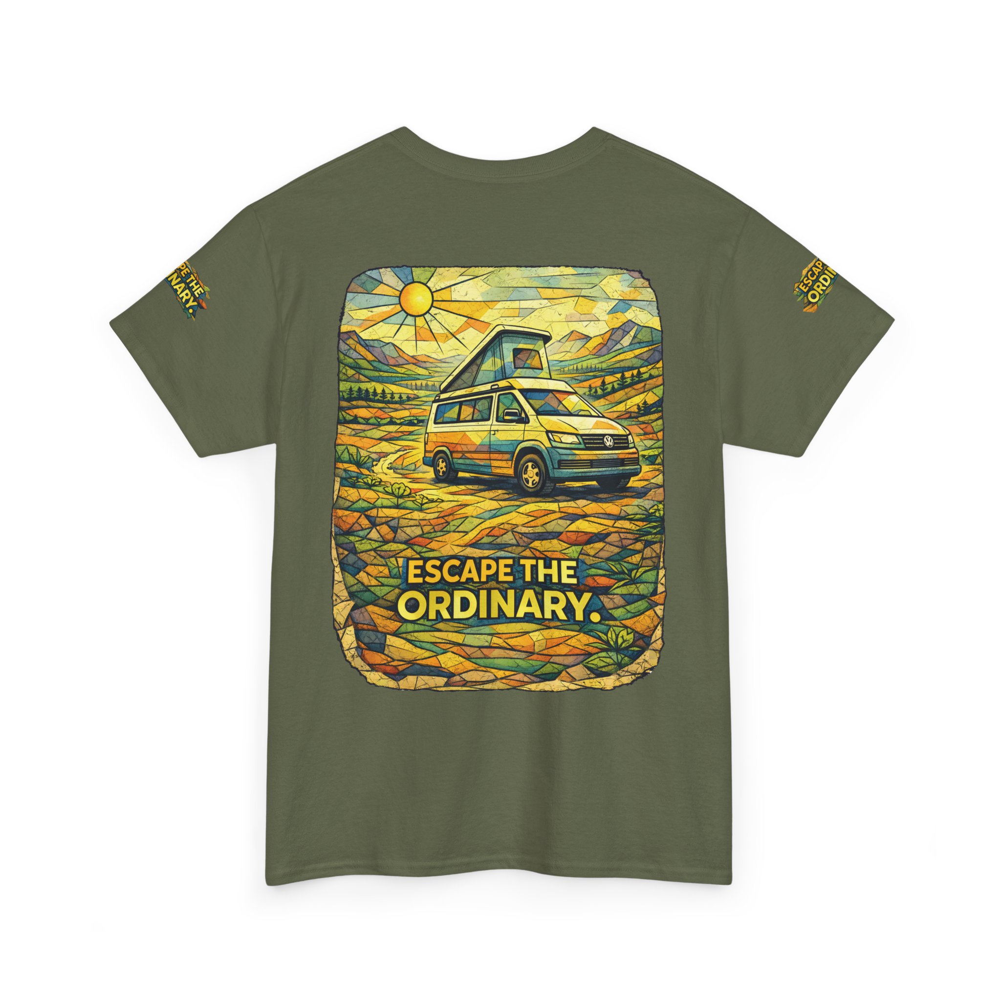 6274144612851794224_2048.jpeg Unisex Heavy Cotton Tee — "Escape The Ordinary" Design Cubic-Line