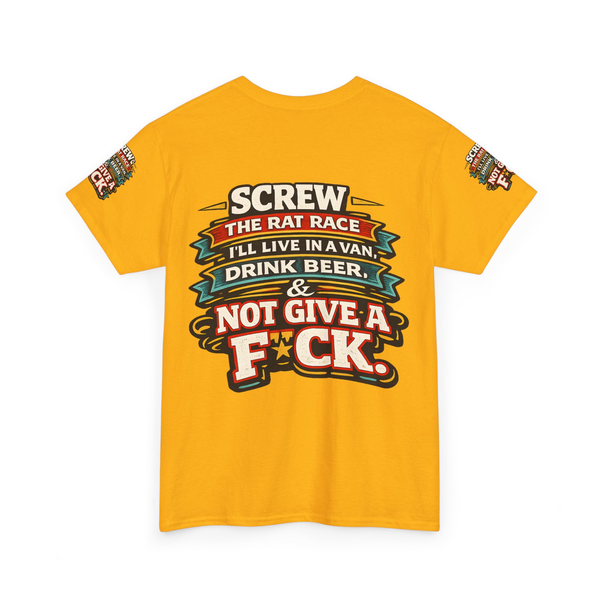Unisex Heavy Cotton Tee — "Screw The Rat Race" Design F**K-Line