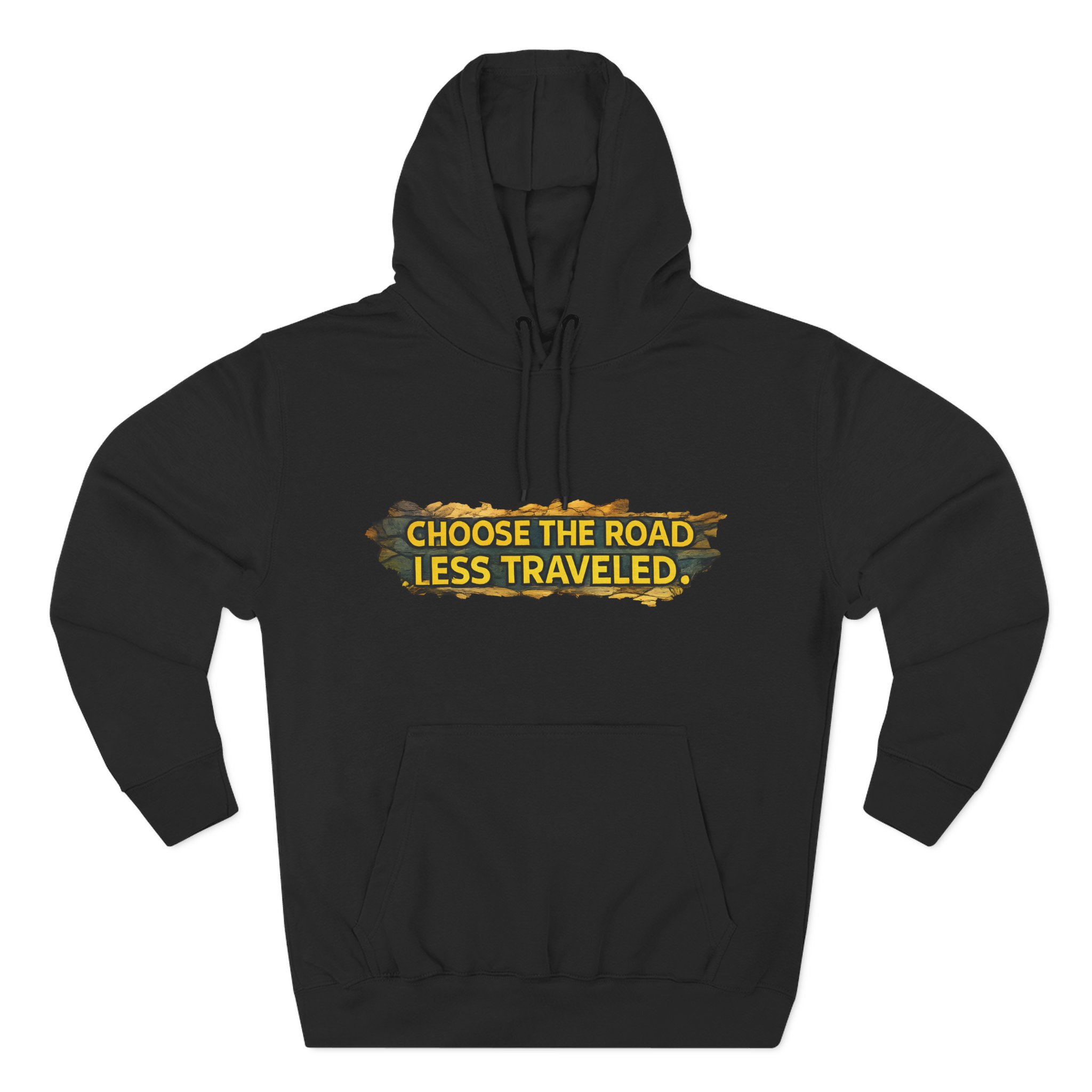 Three-Panel Fleece Hoodie - "Choose The Road Less Traveled" Design Cubic-Line