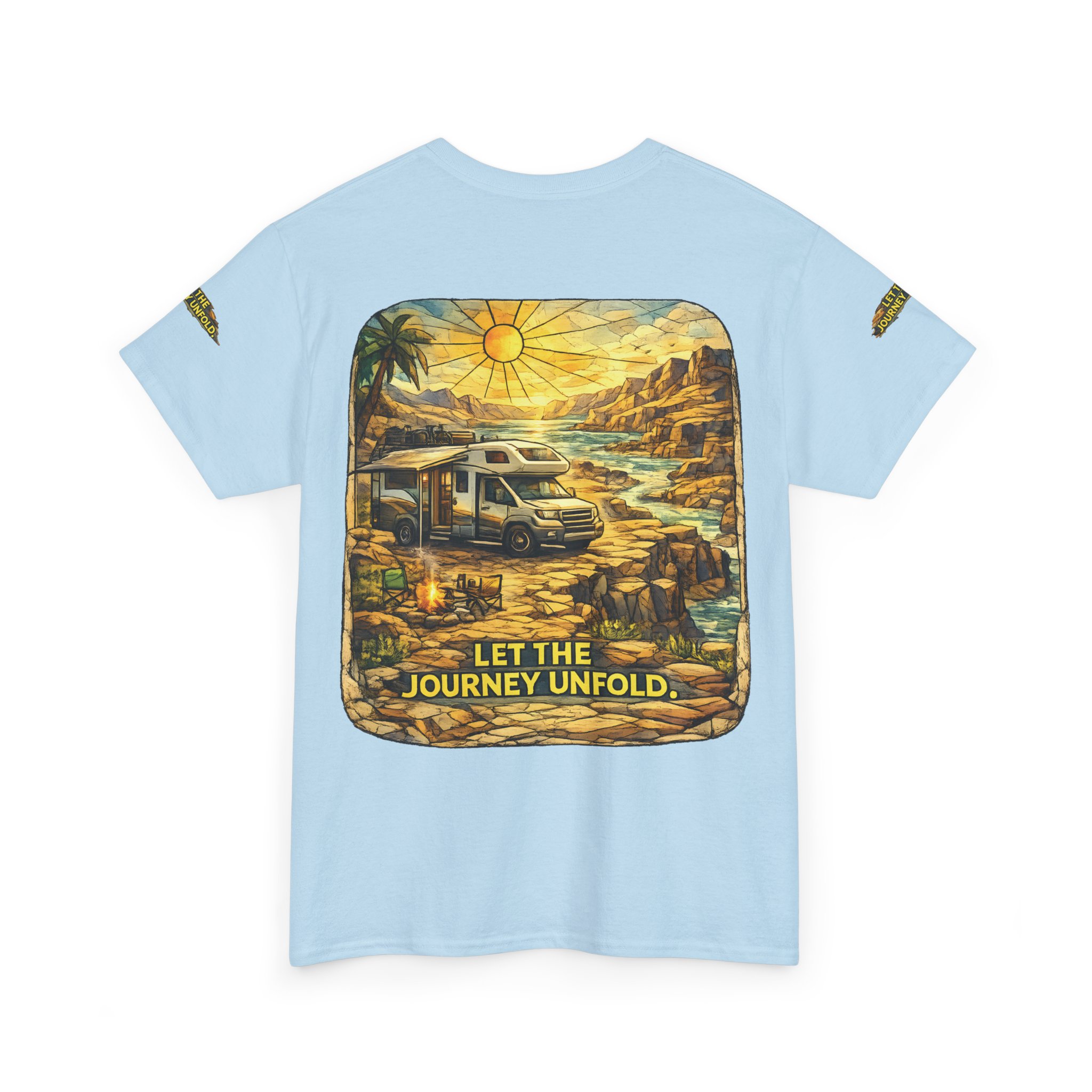 Unisex Heavy Cotton Tee — "Let The Journey Unfold" Design Cubic-Line