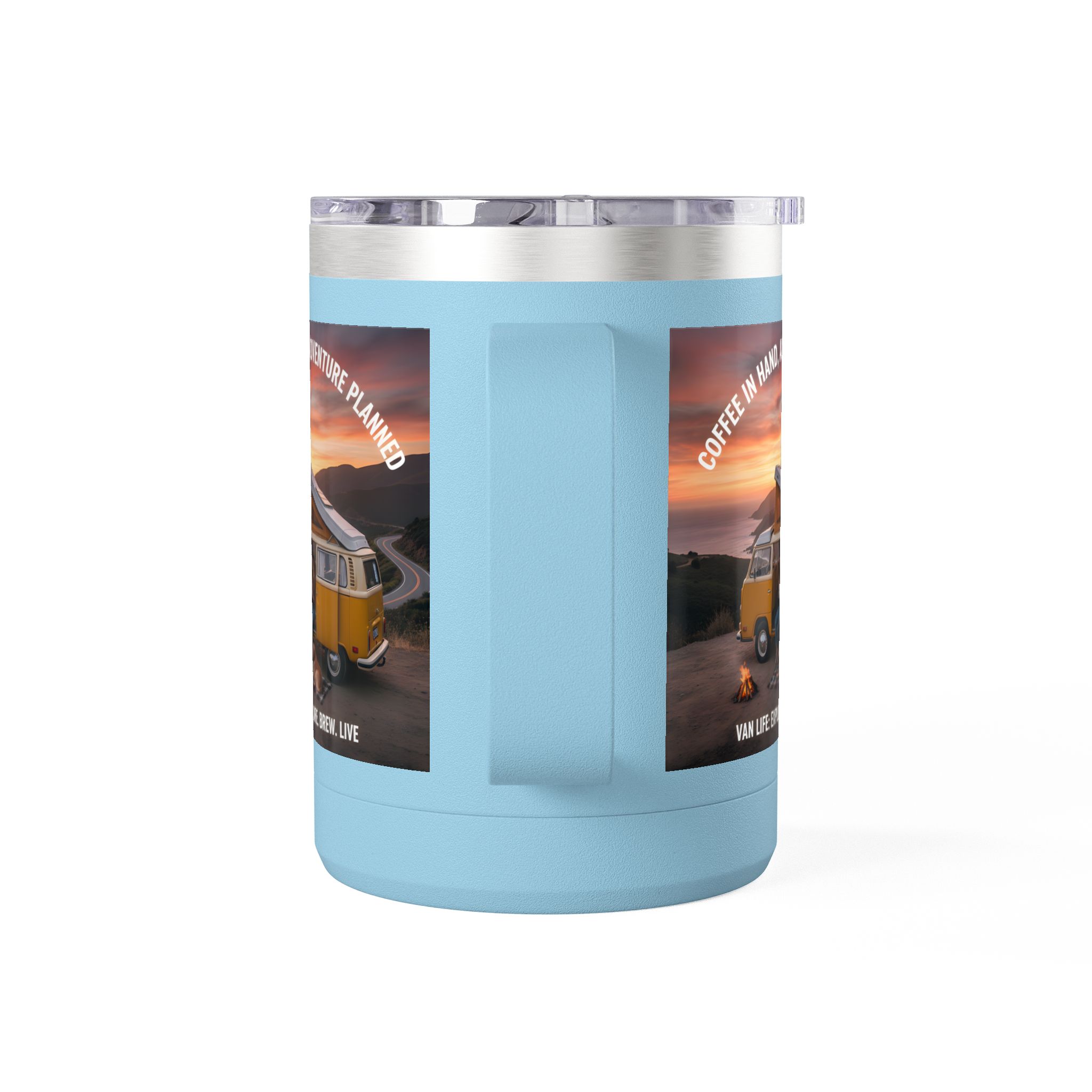 Coffee Mug Tumbler, 15oz — "Coffee in Hand, Adventure Planned"