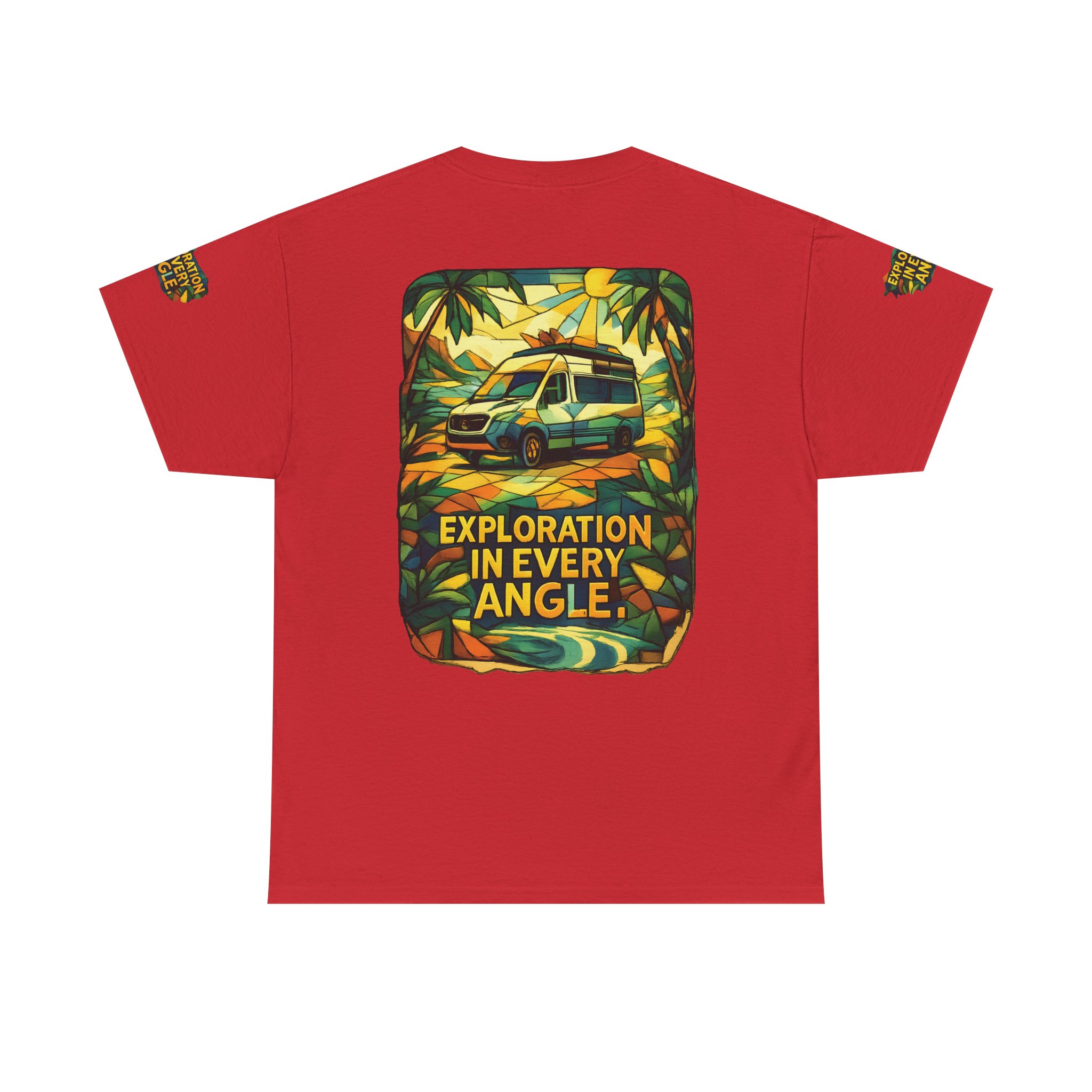 Unisex Heavy Cotton Tee — "Exploration In Every Angle" Design Cubic-Line