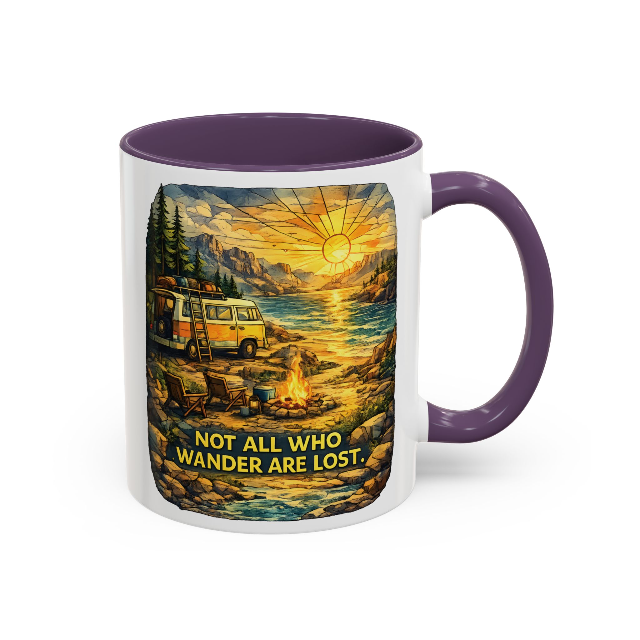 6295666495469459736_2048.jpeg Accent Coffee Mug (11, 15oz) — "Not All Who Wander Are Lost" Design Cubic-Line