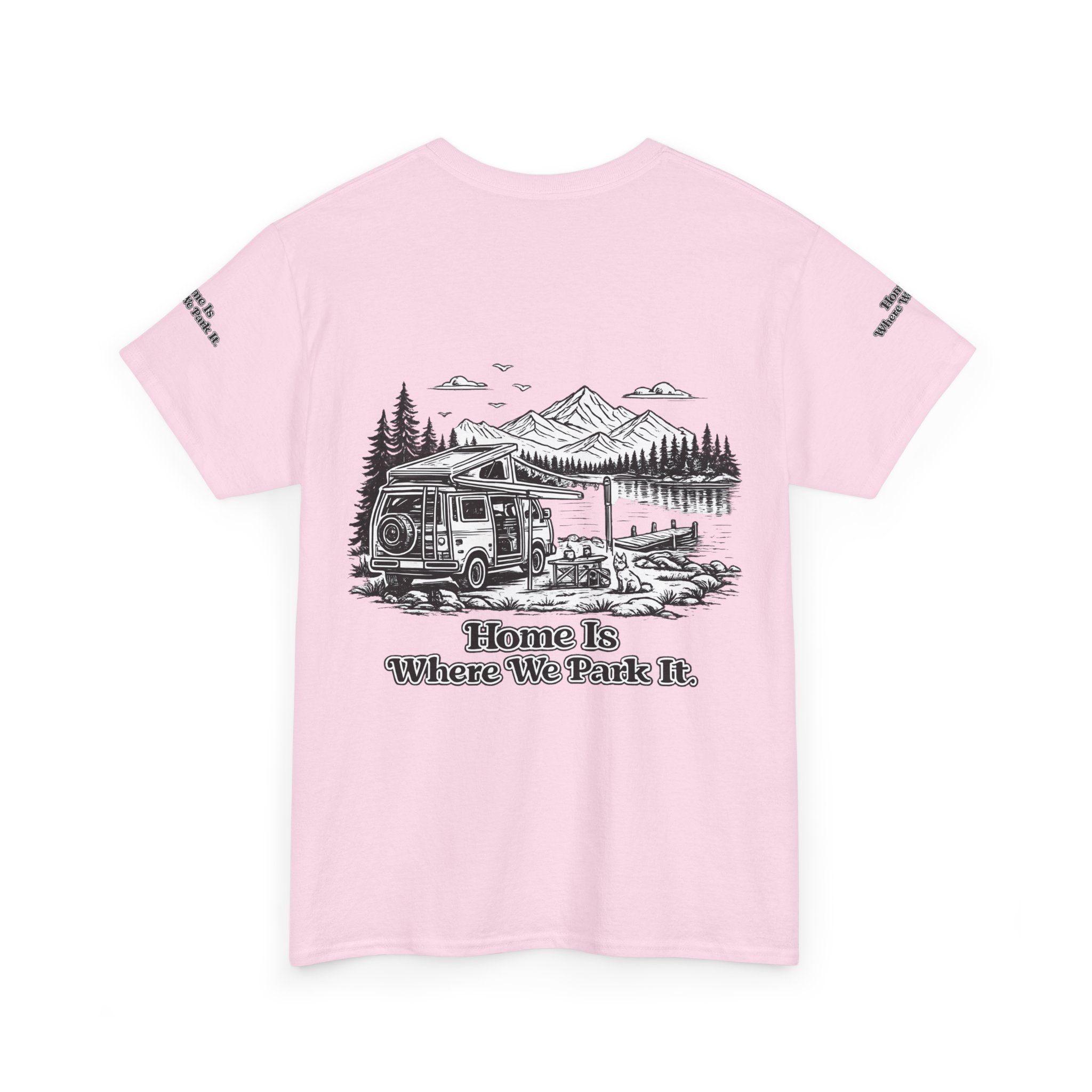 Unisex Heavy Cotton Tee — "Home Is Where You Park It" Design Minimal-Line