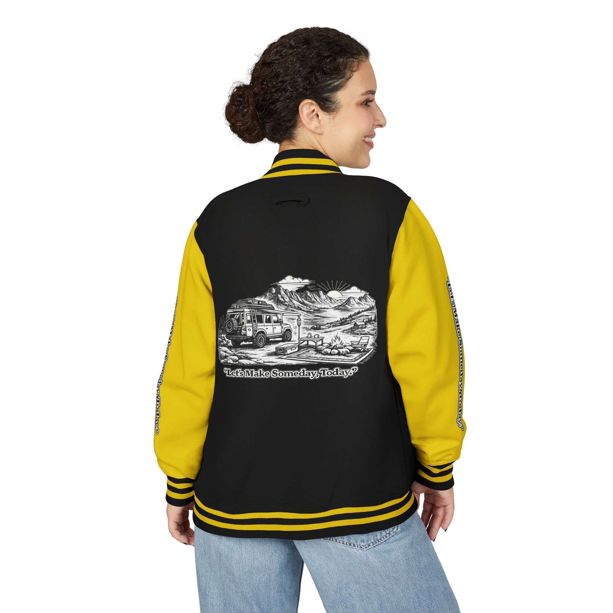 6307114095427133174_2048-1.jpeg Unisex Heavyweight Letterman Jacket — "Lets make Someday, Today?" Travel Varsity Coat