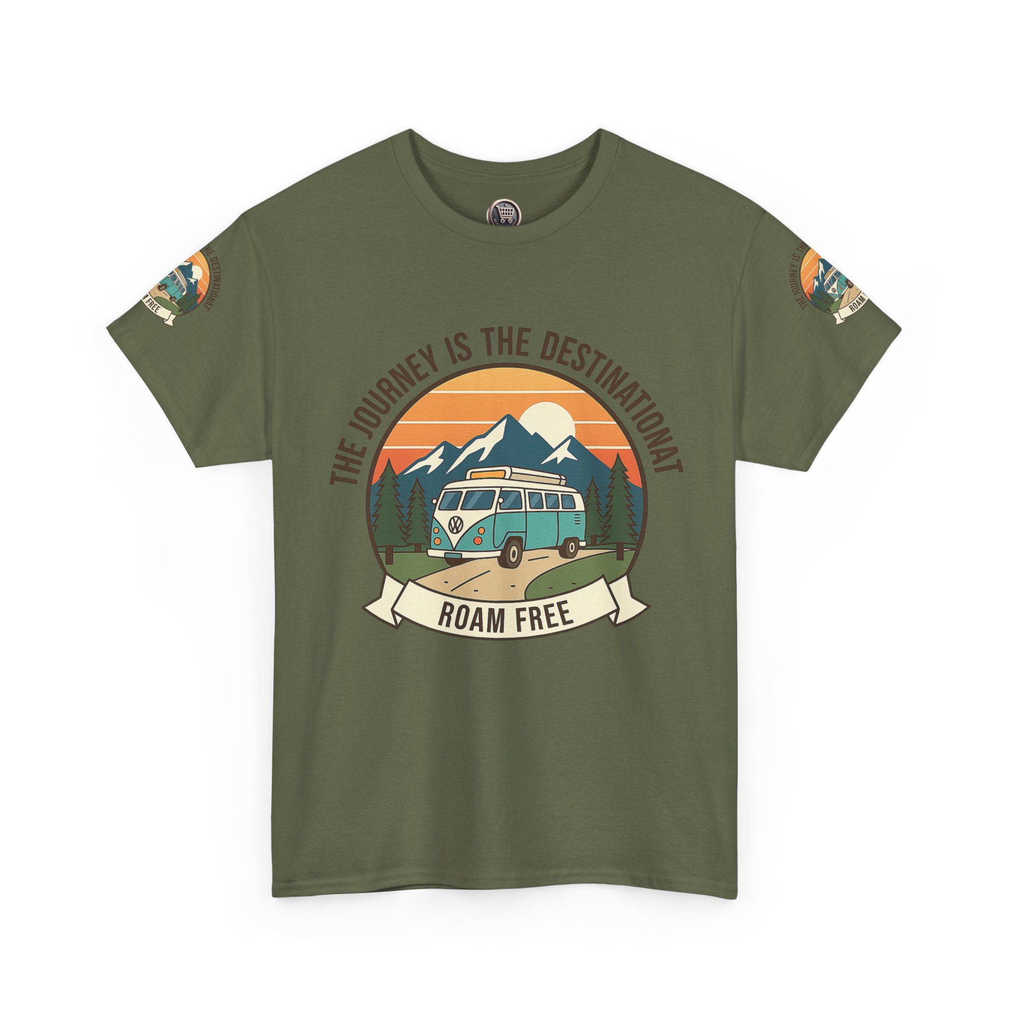 Unisex Heavy Cotton Tee — "The Journey Is The Destination" Roam Free Travel Shirt