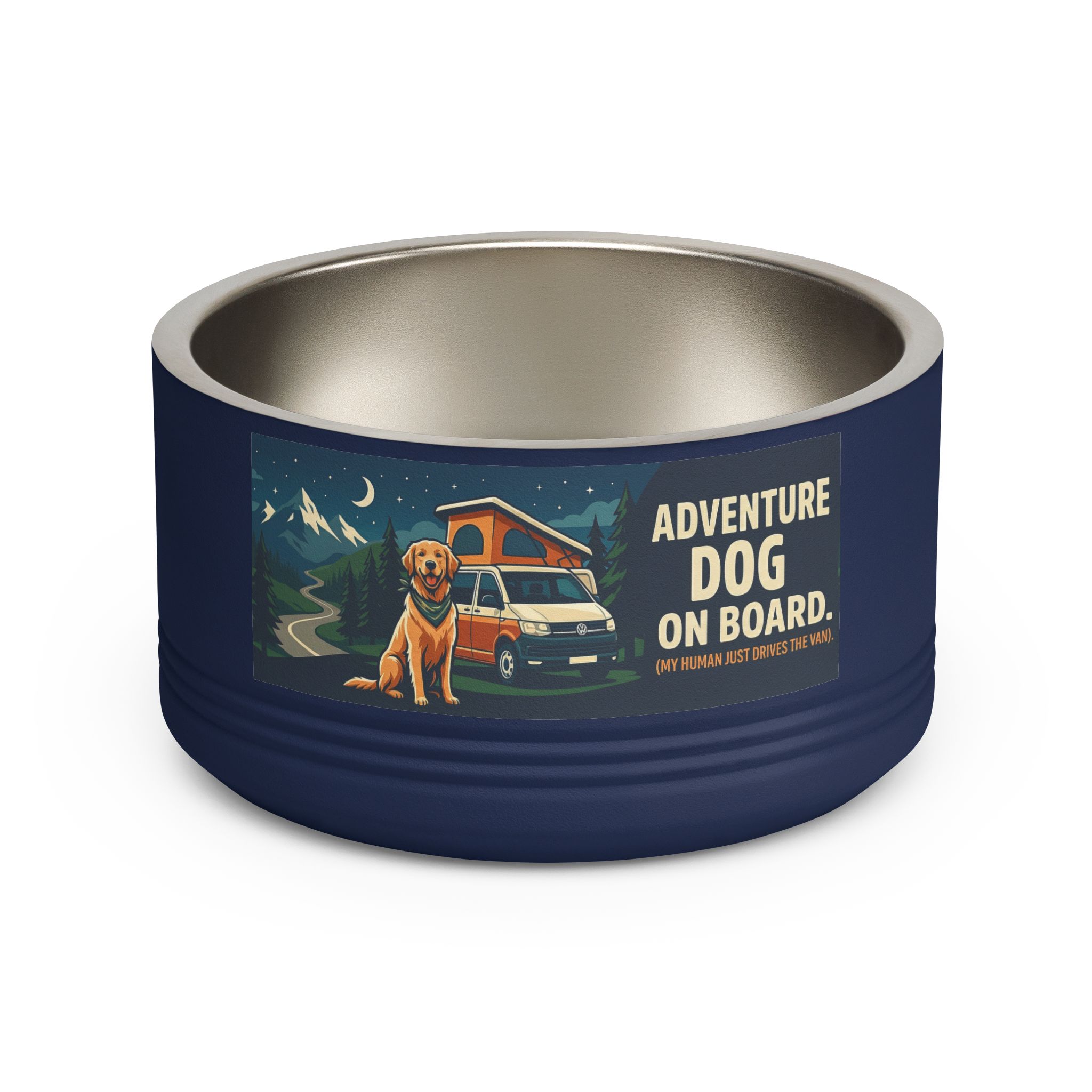 Pet Bowl — "Adventure Dog On Board " 18oz Camper & Hiking Dog Travel Bowl