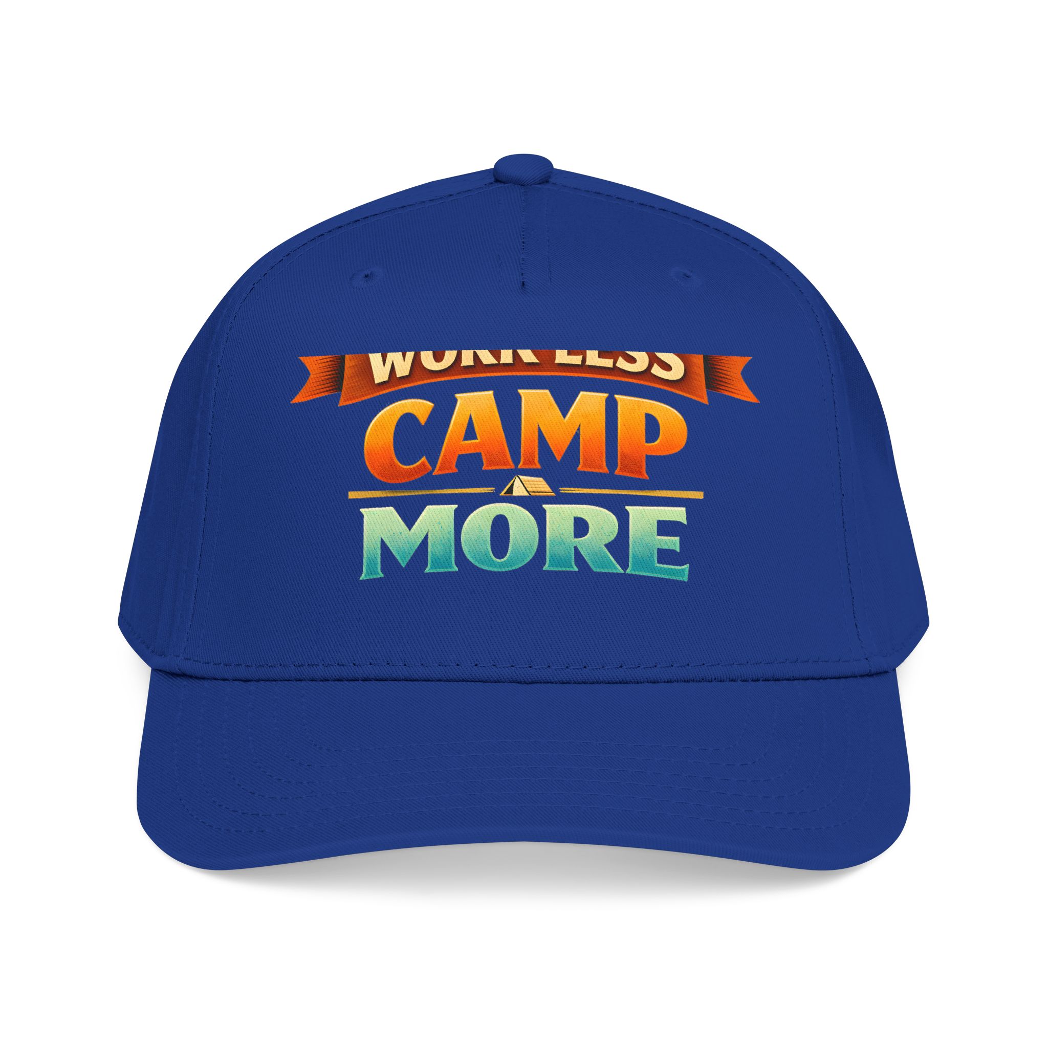 Baseball Cap - "Work Less-Camp More" Design Scenic-Line