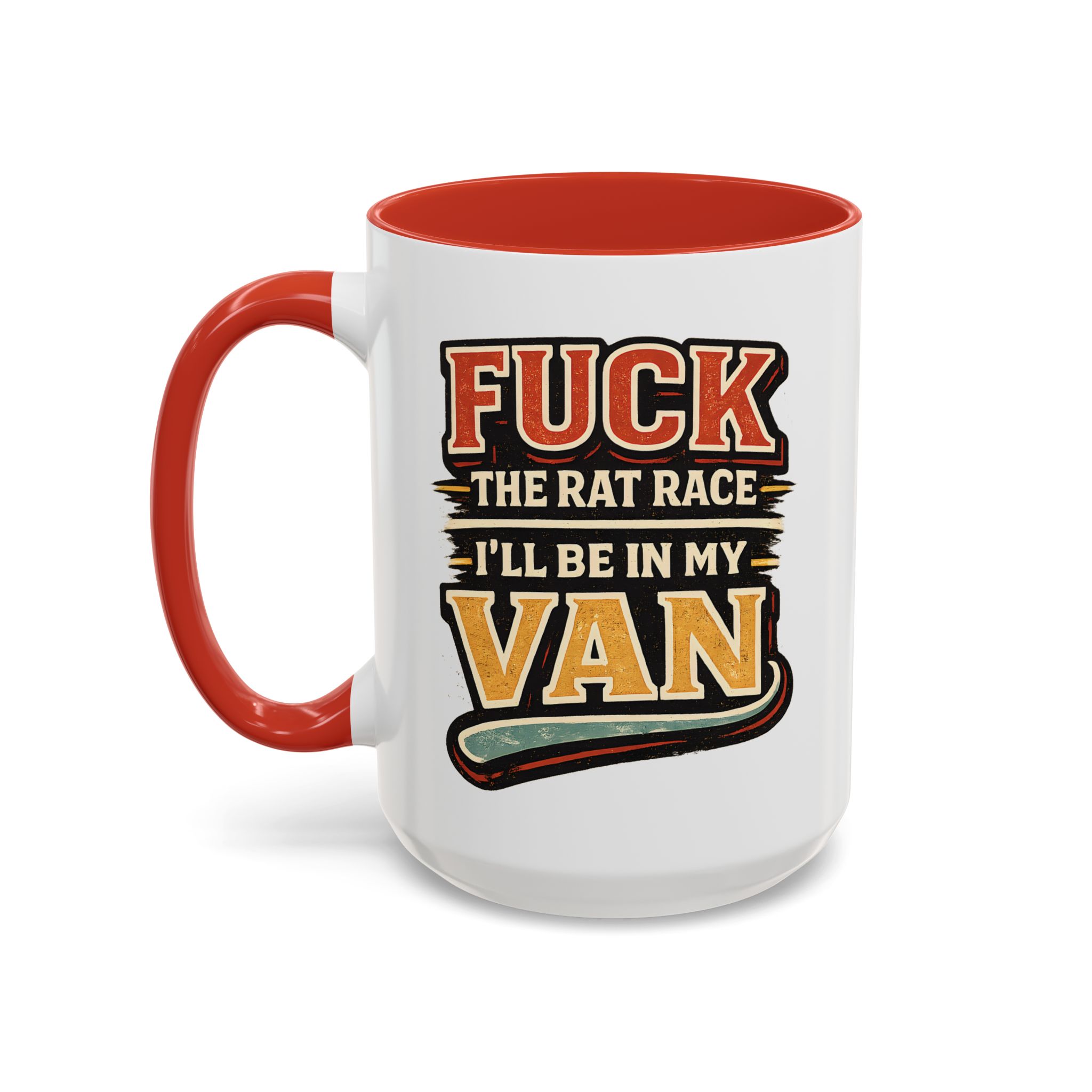 Accent Coffee Mug (11, 15oz) — "Fuck The Rat Race" Design F**K-Line