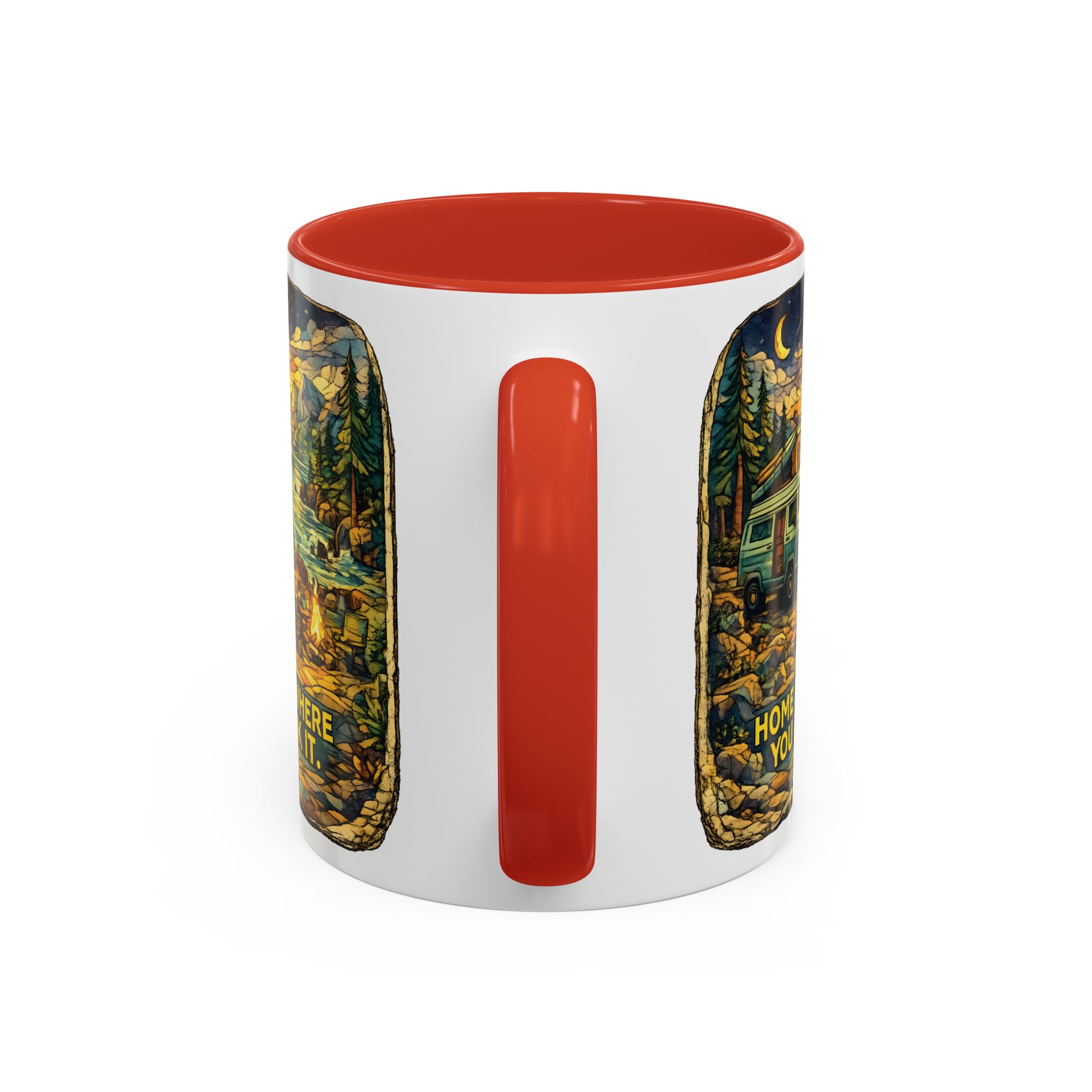 Accent Coffee Mug (11, 15oz) — "Home Is Where You Park It" Design Cubic-Line