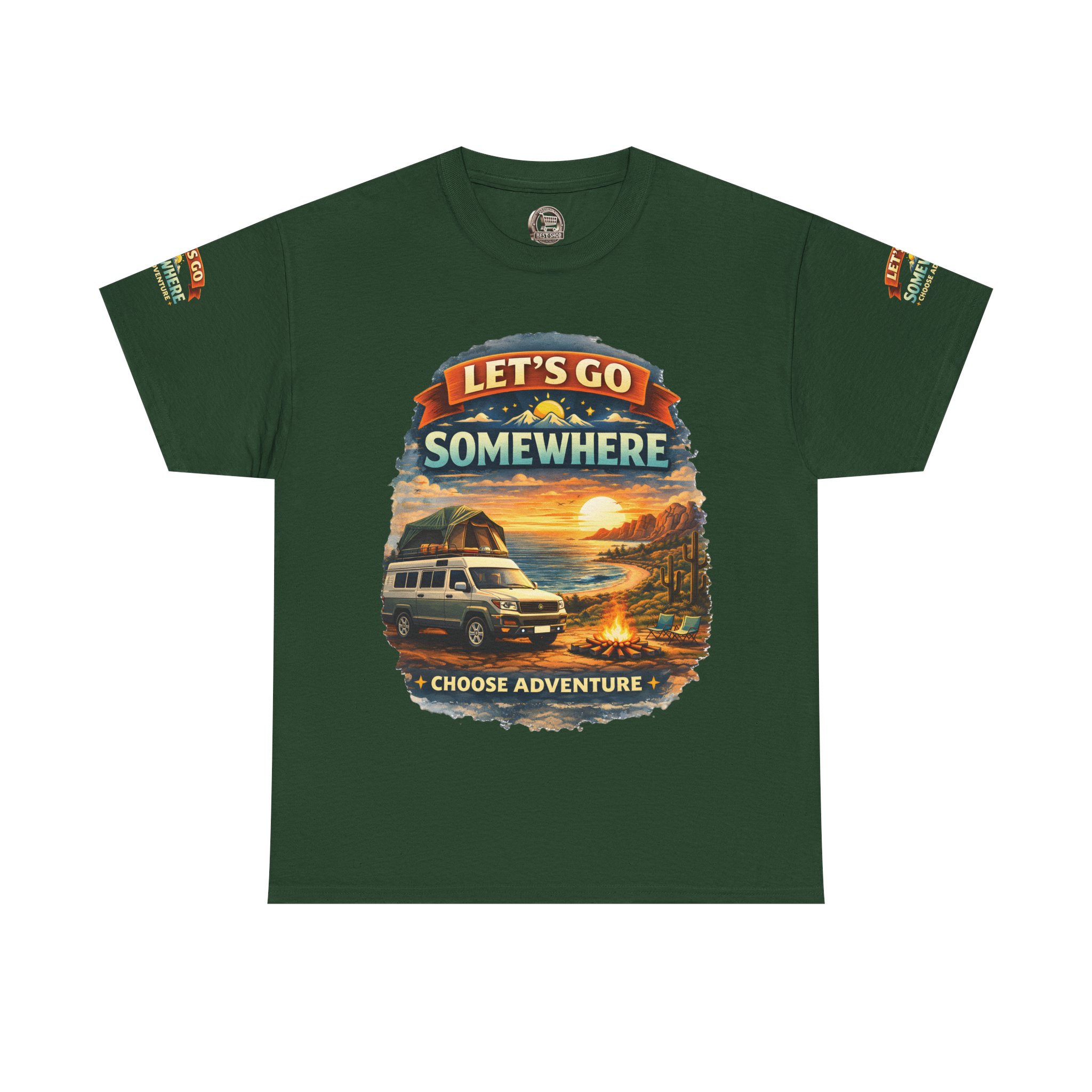 Unisex Heavy Cotton Tee — "Lets Go Somewhere" Design Scenic-Line