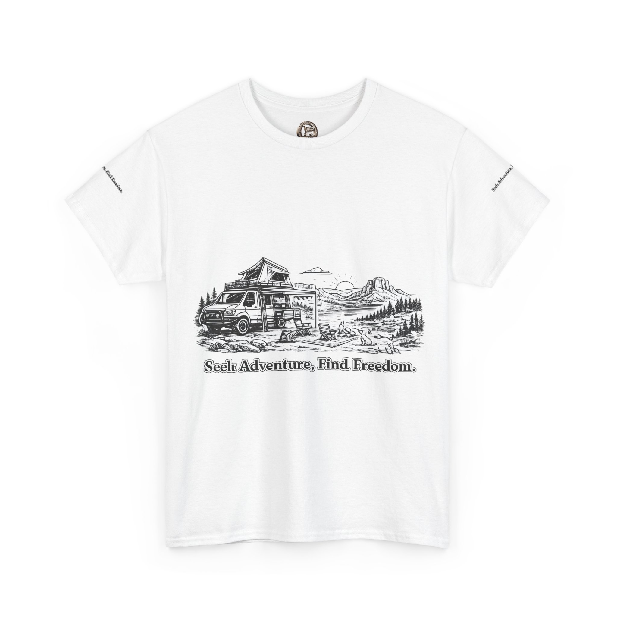 6339606786938051431_2048.jpeg Unisex Heavy Cotton Tee — "Seek Adventure, Find Freedom" Design Minimal-Line