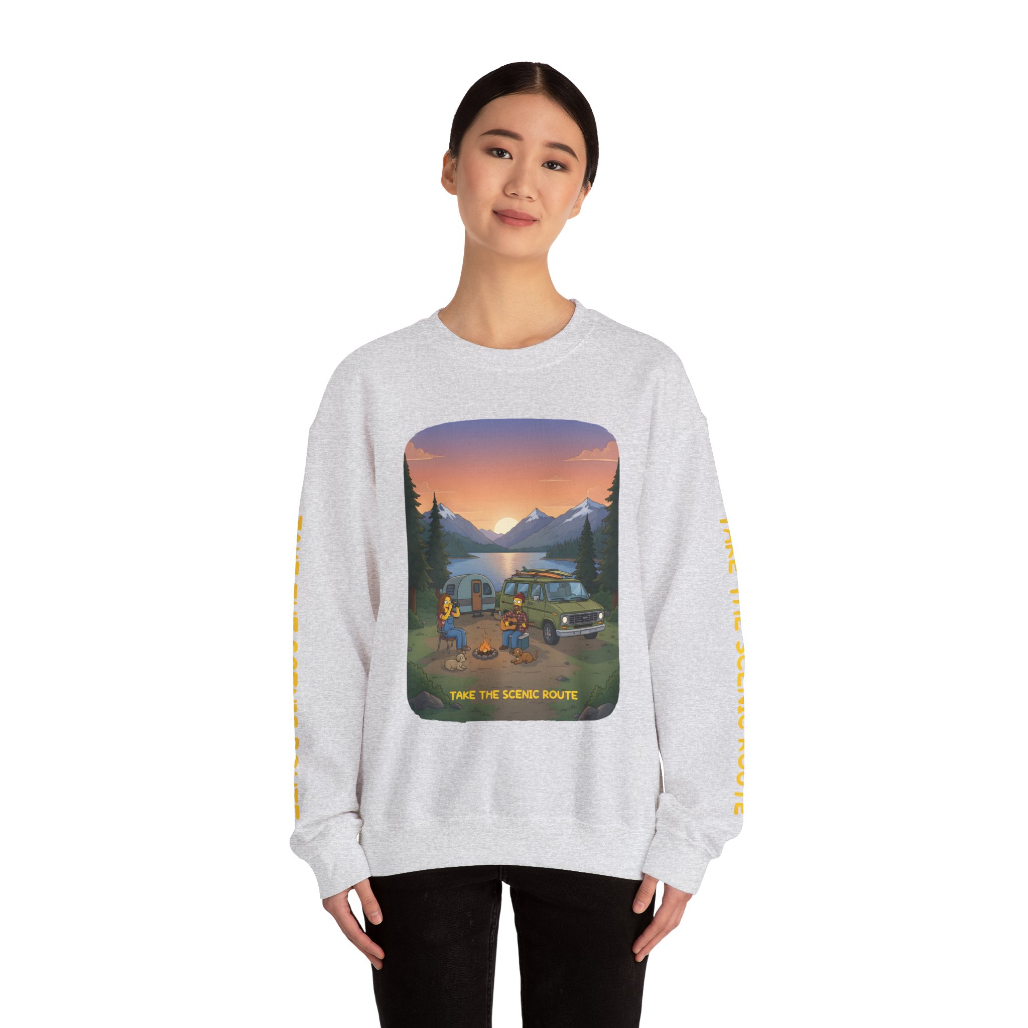 Unisex Heavy Blend™ Crewneck Sweatshirt — "Take The Scenic Route" Design Sitcom-Line