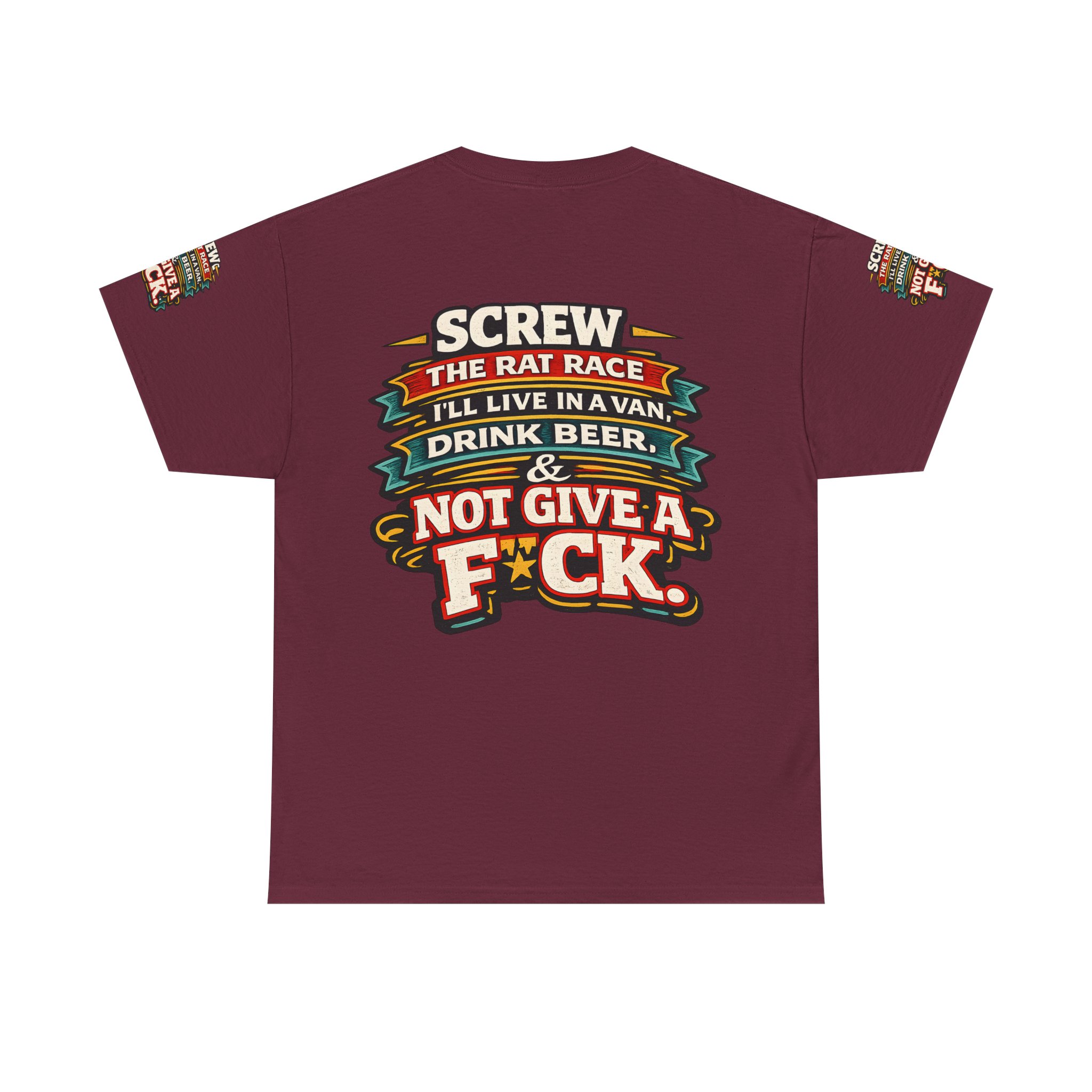 Unisex Heavy Cotton Tee — "Screw The Rat Race" Design F**K-Line