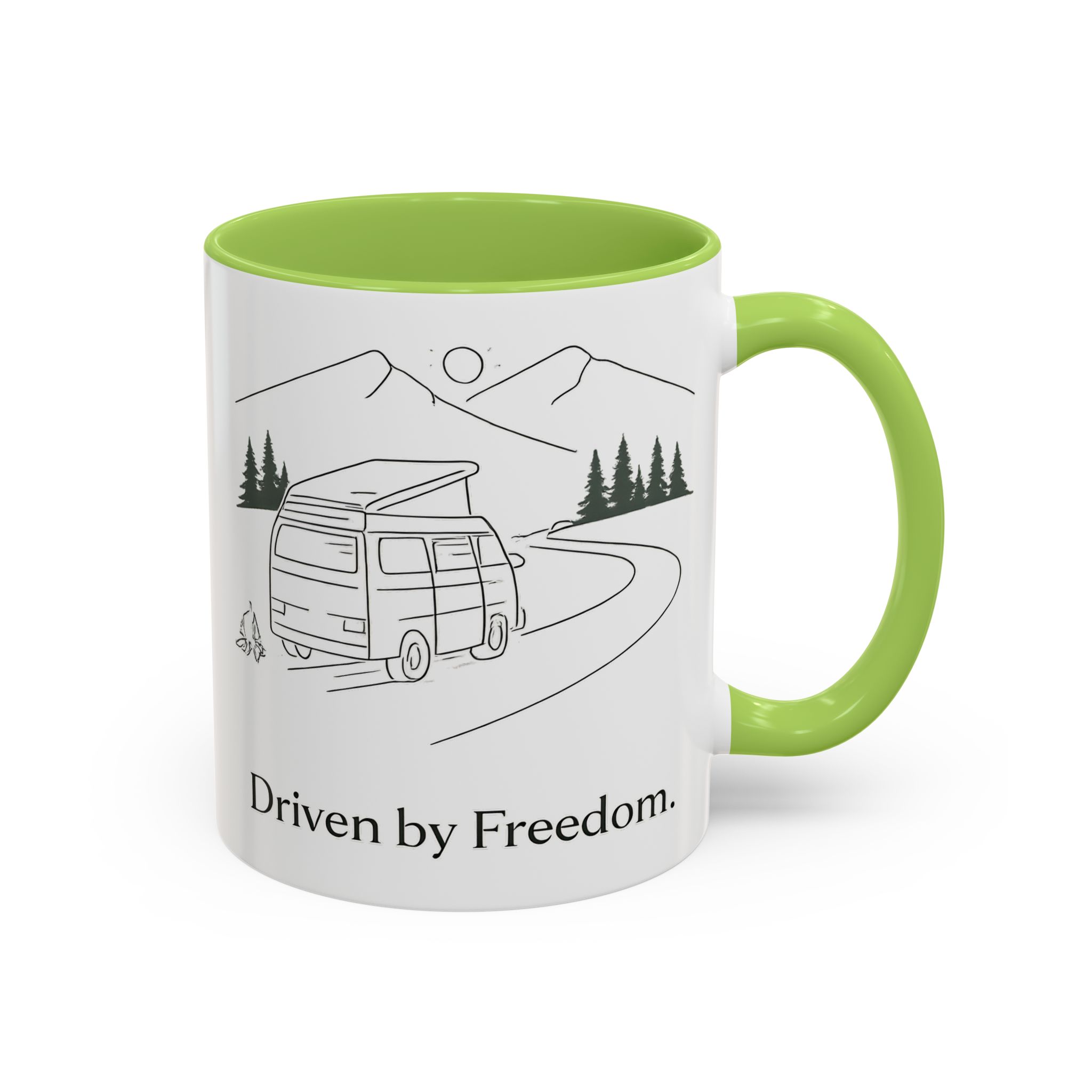 Accent Coffee Mug (11, 15oz) — "Driven By Freedom" Design Minimal-Line