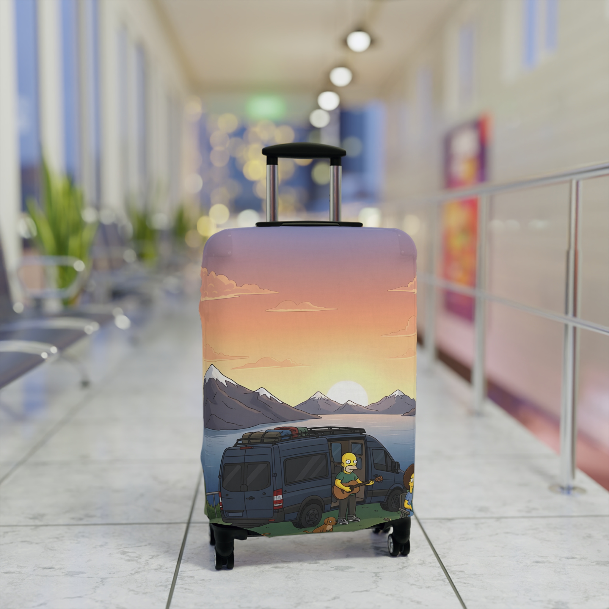 Luggage Cover — Adventure Camper Sketch Travel Suitcase(Design Sitcom-Line)