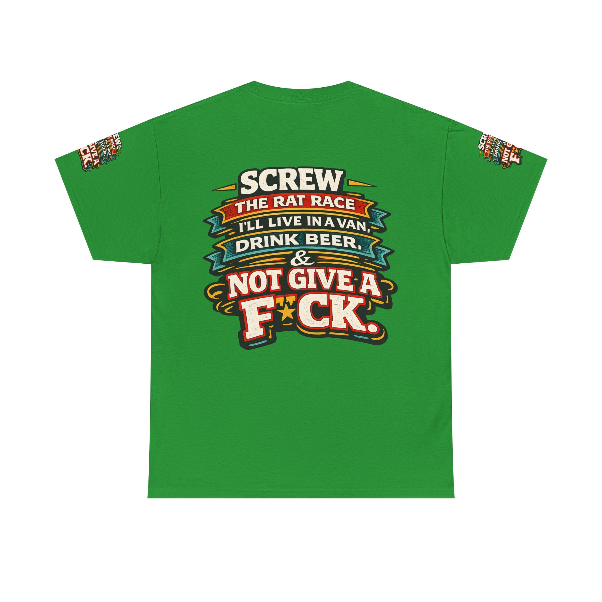 Unisex Heavy Cotton Tee — "Screw The Rat Race" Design F**K-Line