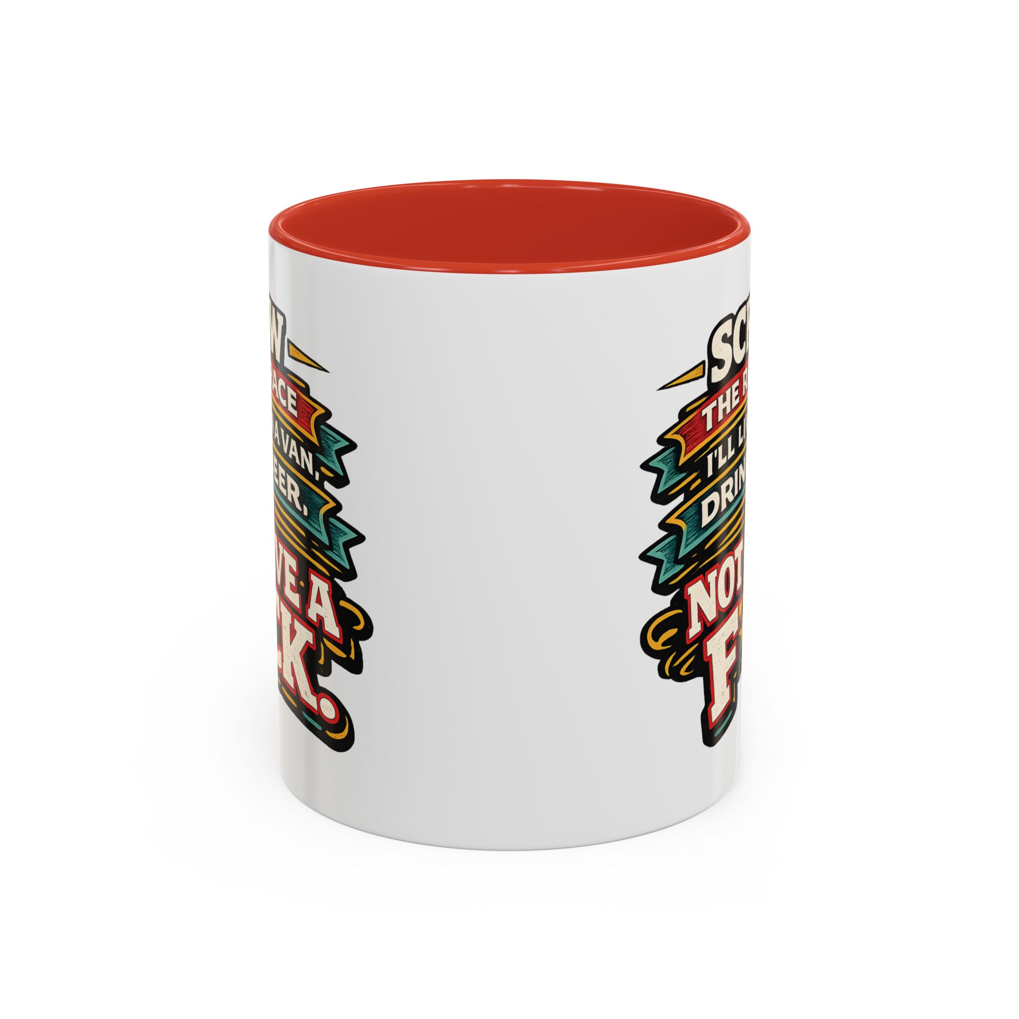 Accent Coffee Mug (11, 15oz) — "Screw The Rat Race" Design F**K-Line