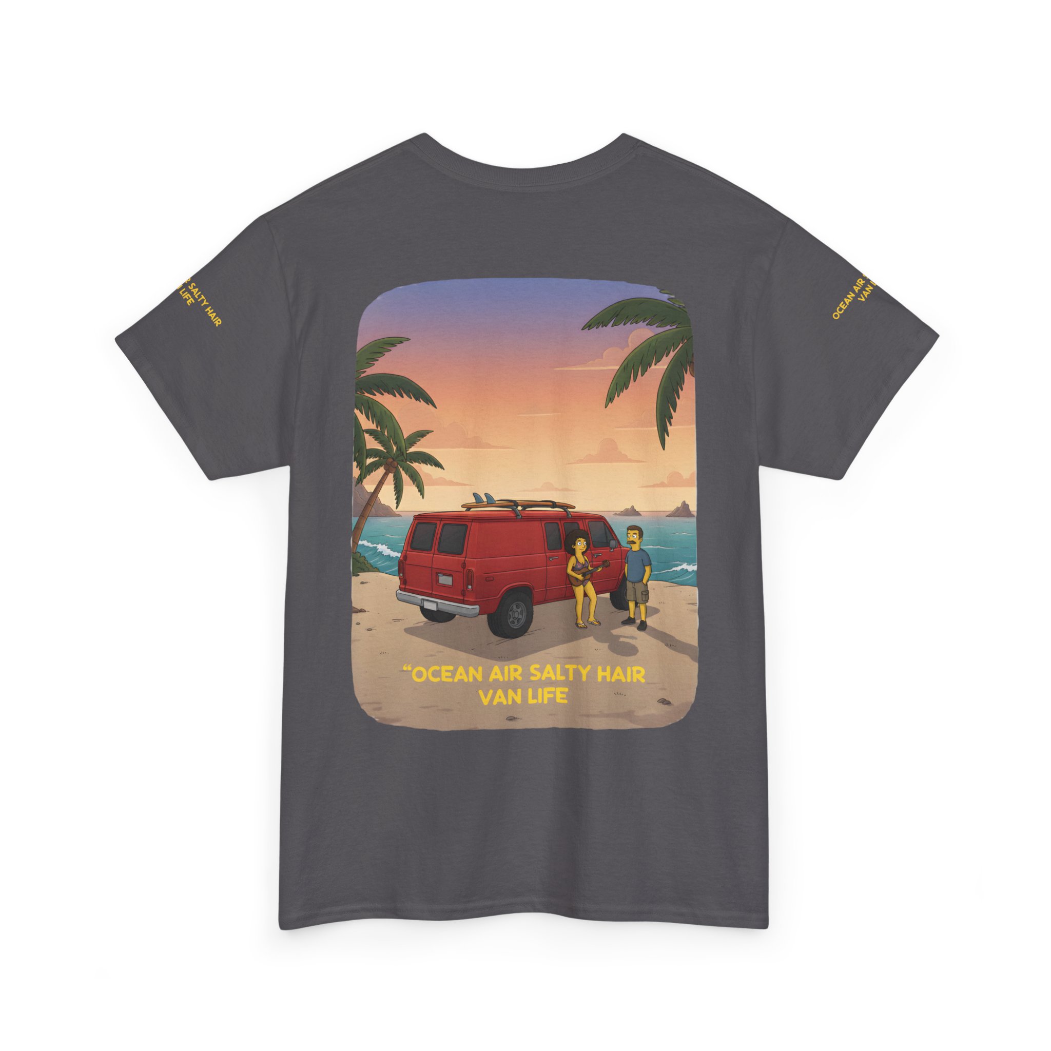 Unisex Heavy Cotton Tee — "Ocean Air Salty Hair Van Life" Design Sitcom-Line