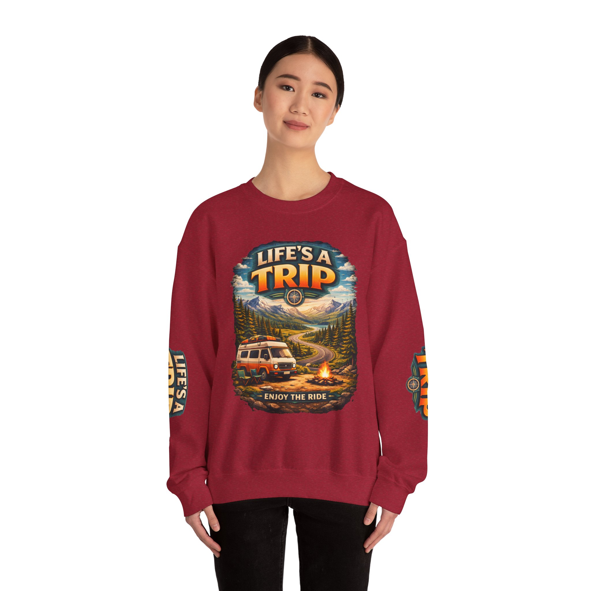 Unisex Heavy Blend™ Crewneck Sweatshirt — "Life s A Trip" Design Scenic-Line