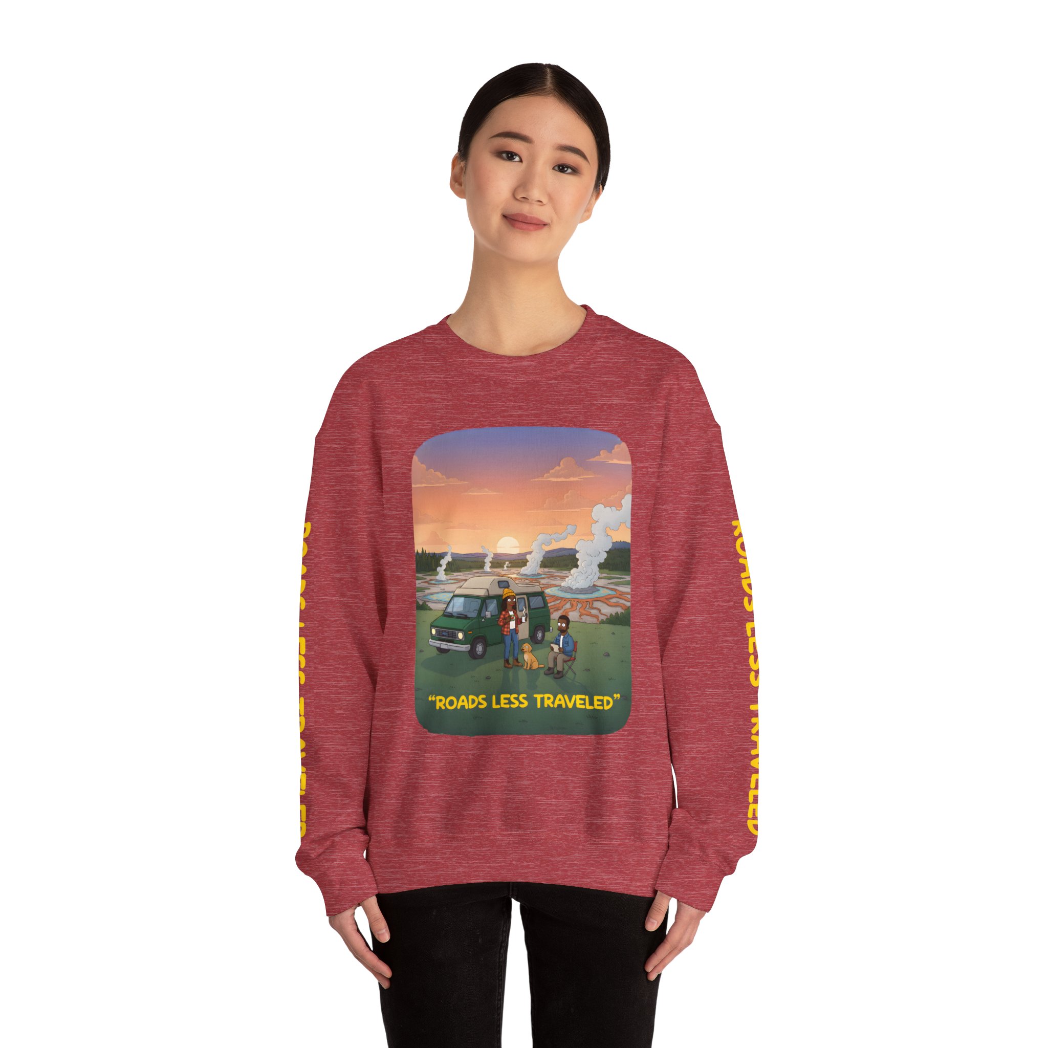 Unisex Heavy Blend™ Crewneck Sweatshirt — "Roads Less Traveled" Design Sitcom-Line