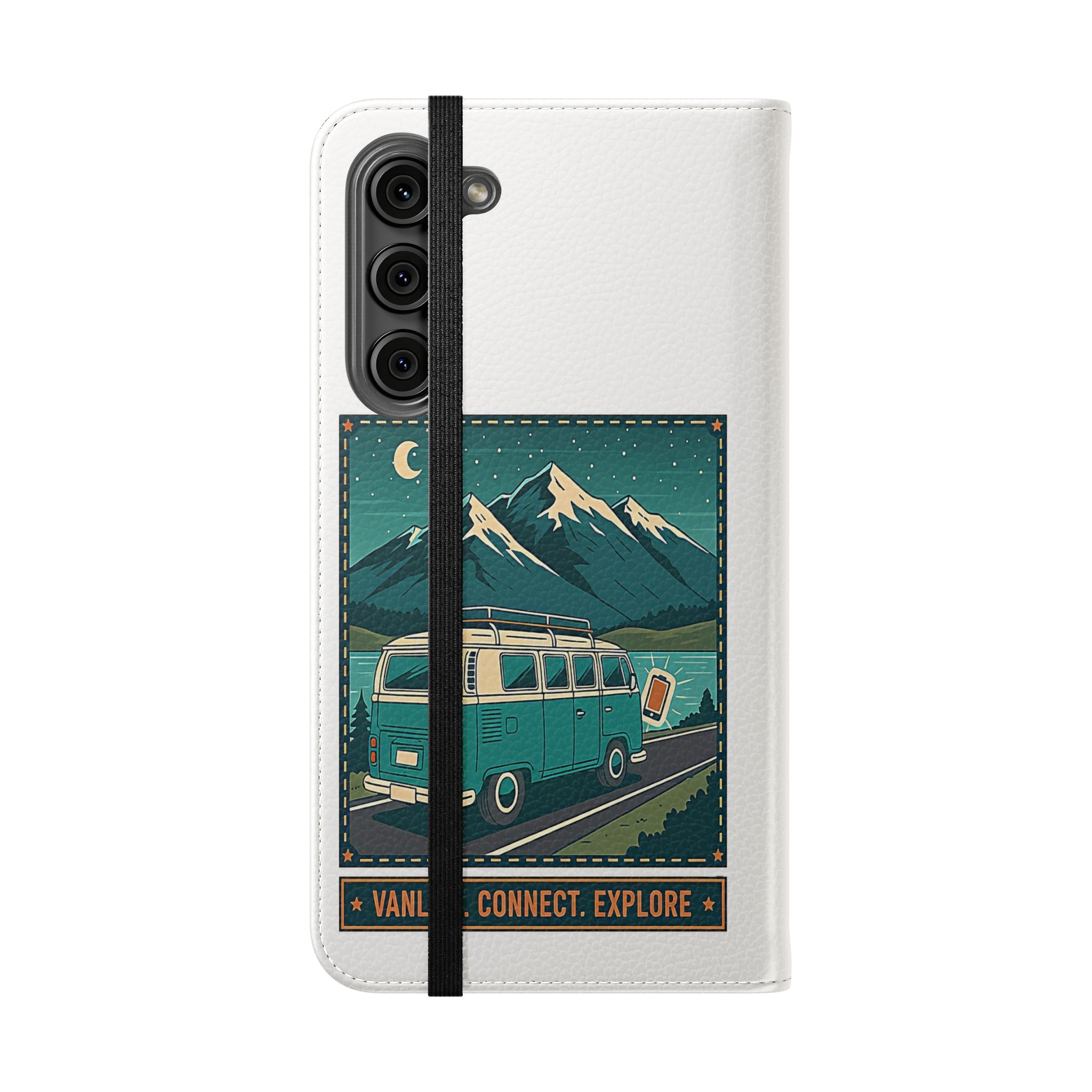 Flip Phone Case — “WiFi Where the Roam Is” Vanlife Wallet Case