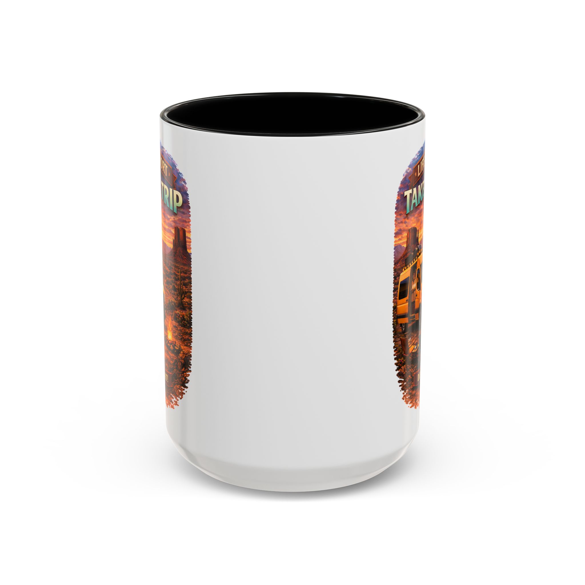 Accent Coffee Mug (11, 15oz) — "Live Is Short Take The Trip" Design Scenic-Line