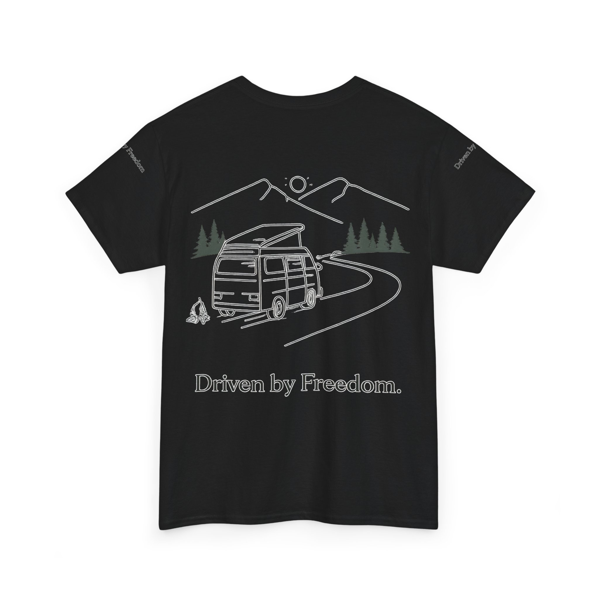 Unisex Heavy Cotton Tee — "Driven By Freedom" Design Minimal-Line
