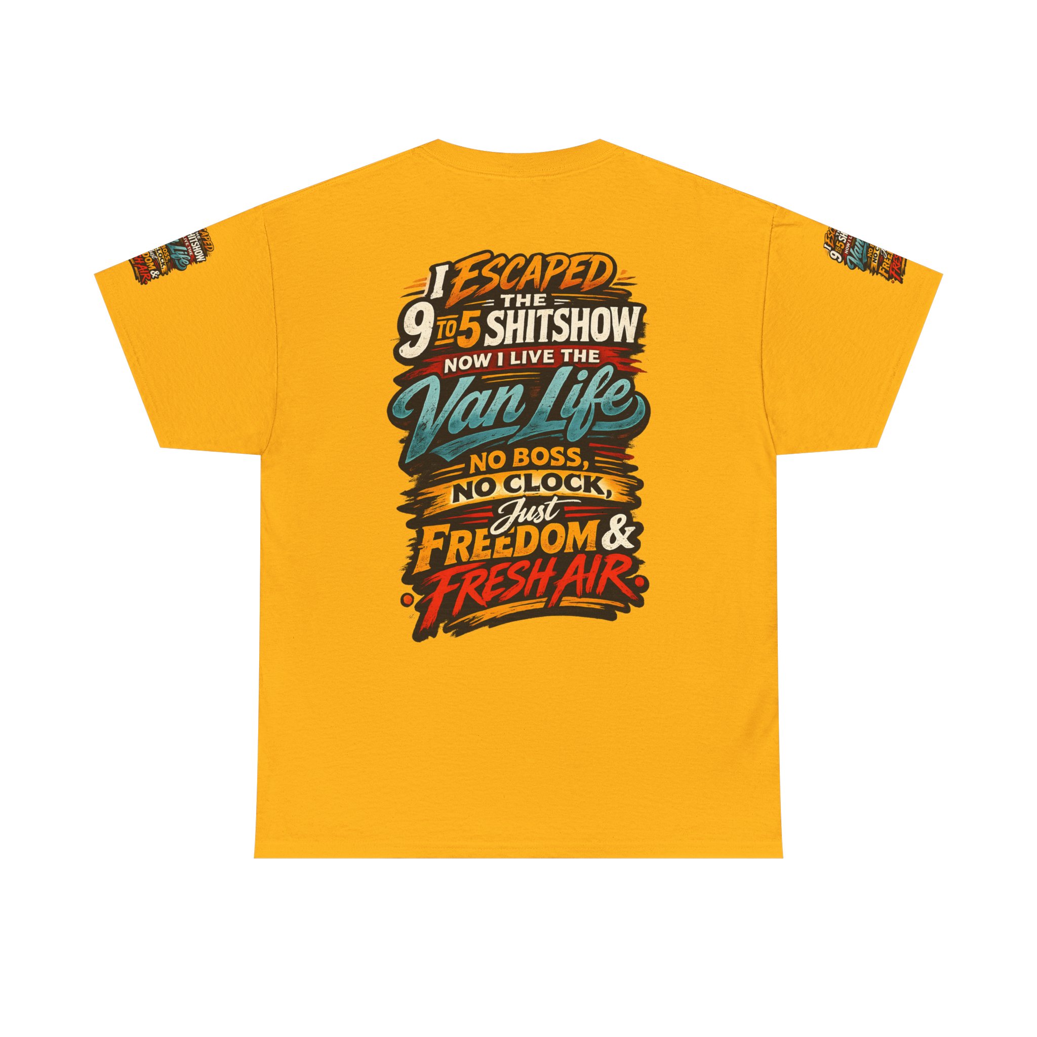 Unisex Heavy Cotton Tee — "I Escaped The 9 To 5" Design F**K-Line