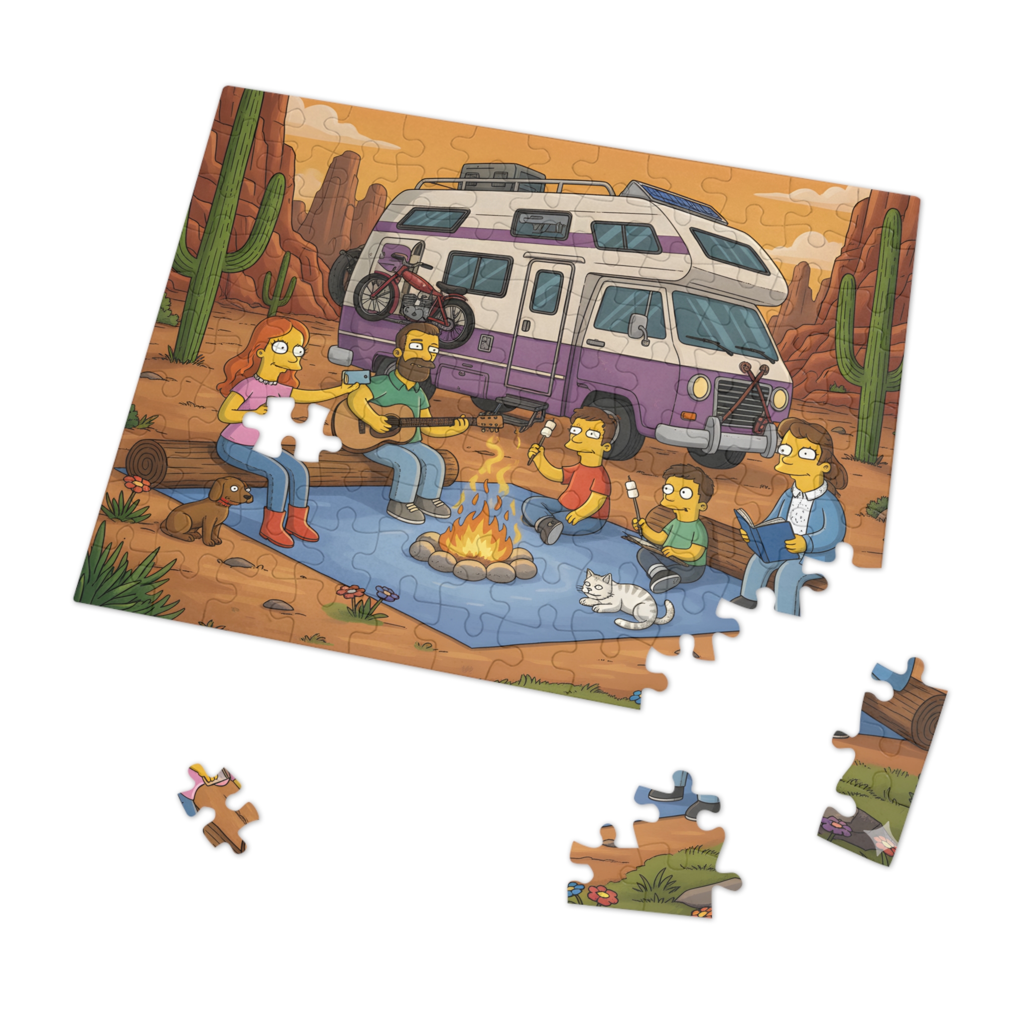 Jigsaw Puzzle with Tin – RV Campfire Design