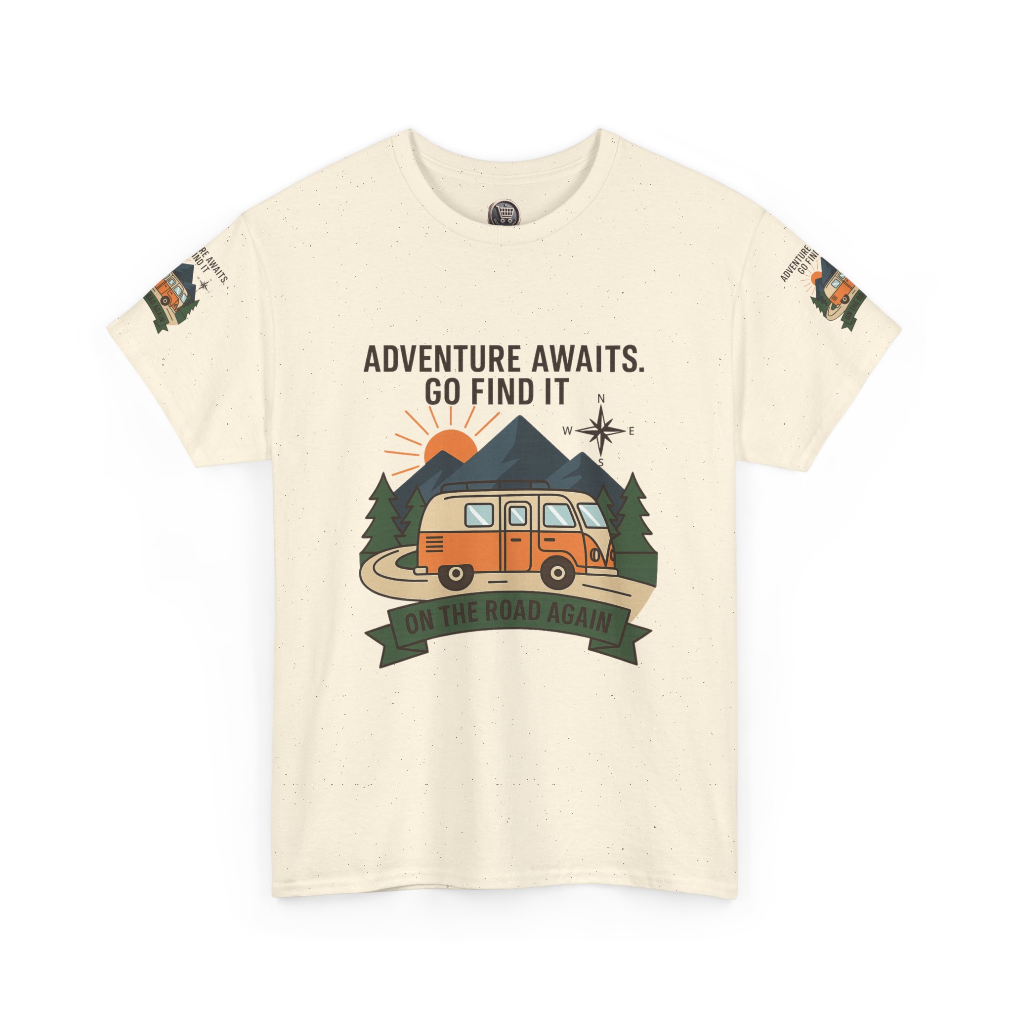 6378585629771532294_2048.jpeg Unisex Heavy Cotton Tee — 'Adventure Awaits. Go Find It' Camper Van T‑Shirt