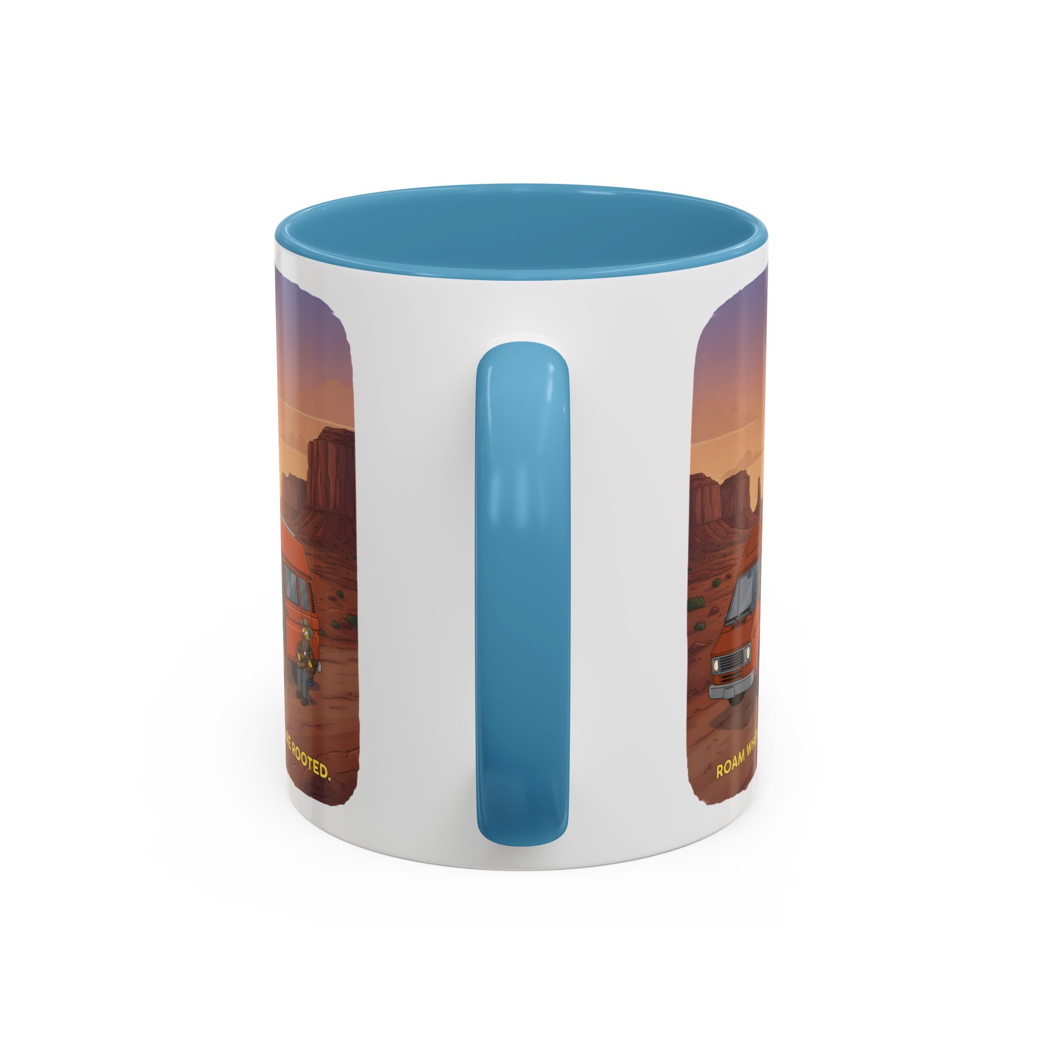 Accent Coffee Mug (11, 15oz) — "Roam Where You Are Rooted" Design Sitcom-Line