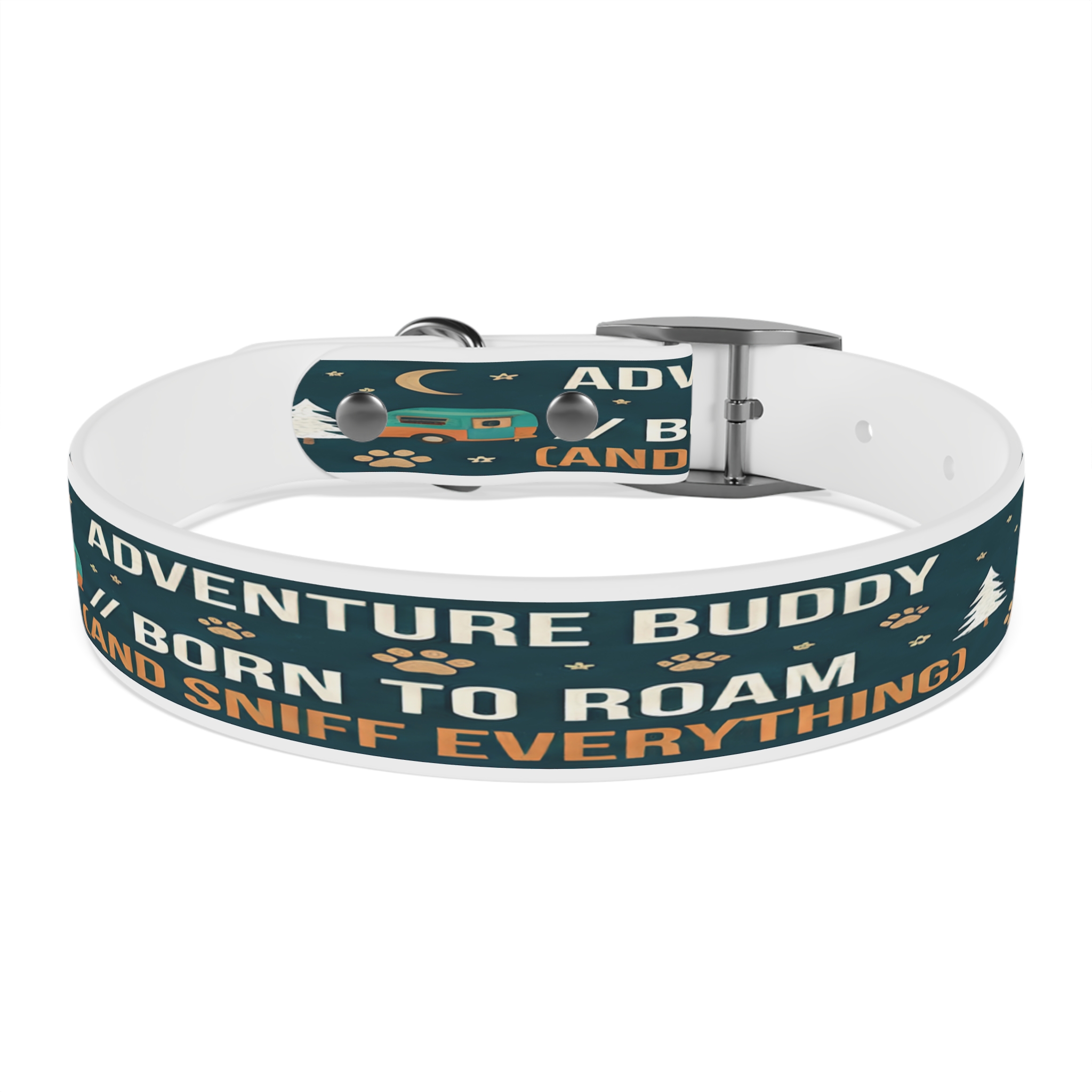 6379389009409684494_4096.jpeg Dog Collar — 'Born to Roam (and Sniff Everything)' Outdoor Pet Collar