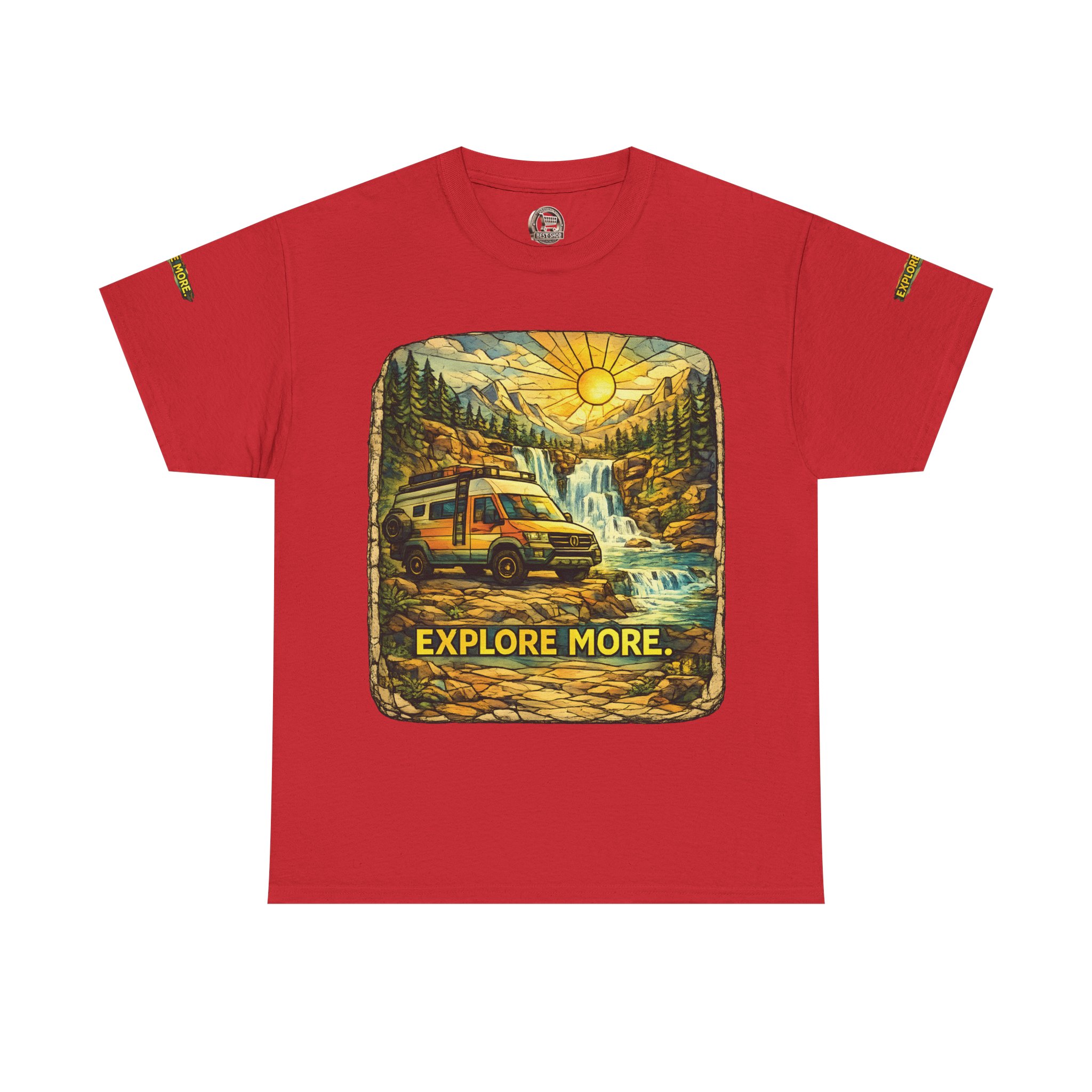 Unisex Heavy Cotton Tee — "Explore More" Design Cubic-Line