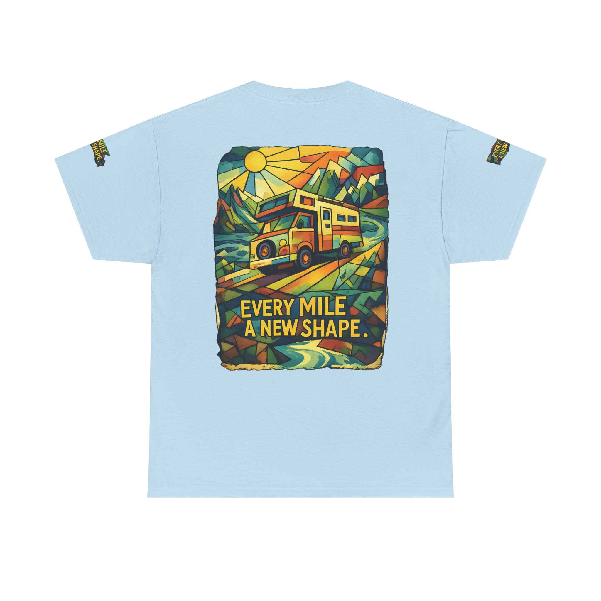 Unisex Heavy Cotton Tee — "Every Mile A New Shape" Design Cubic-Line