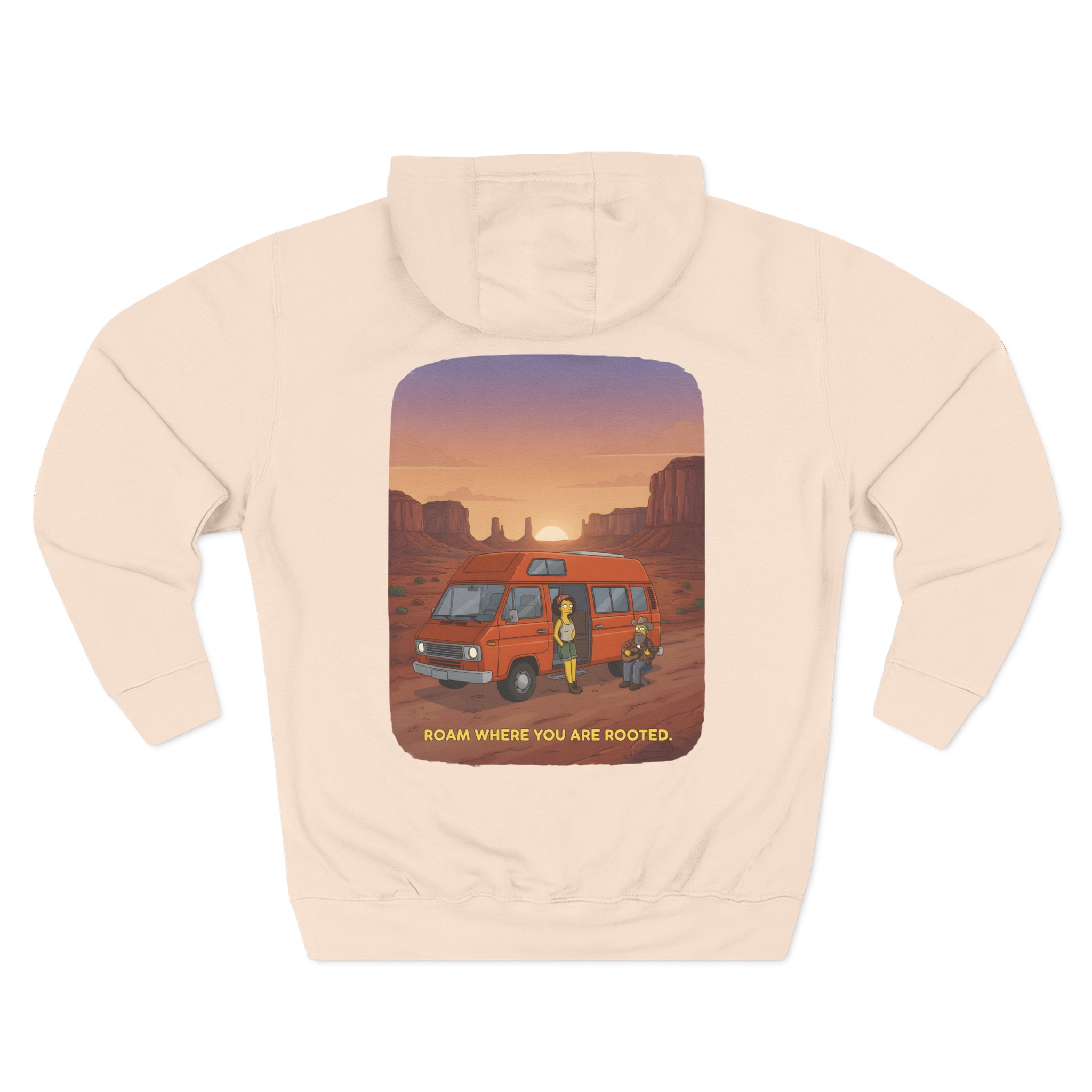 Three-Panel Fleece Hoodie - "Roam Where You Are Rooted" Design Sitcom-Line