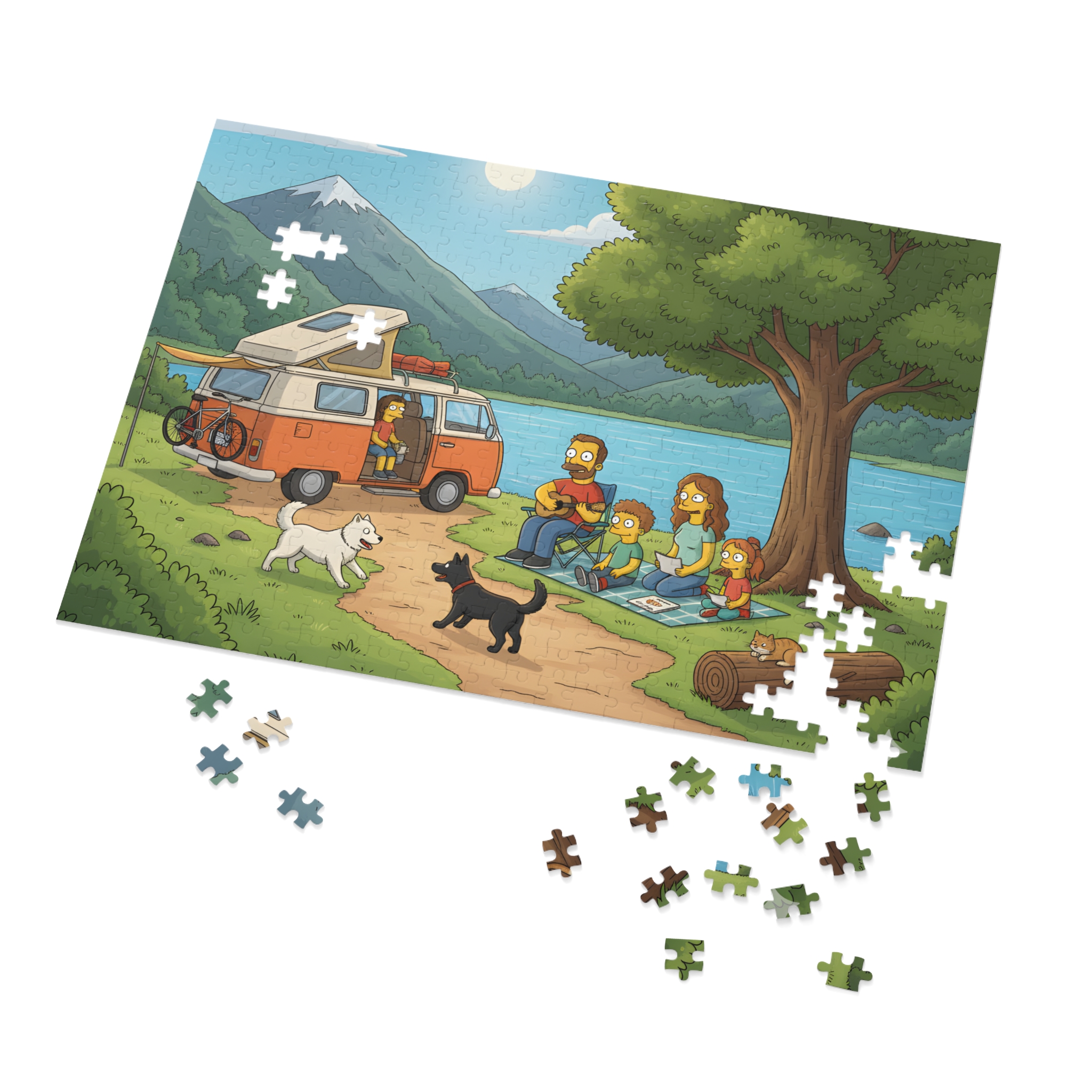 Jigsaw Puzzle with Tin — Scenic Campervan Lake