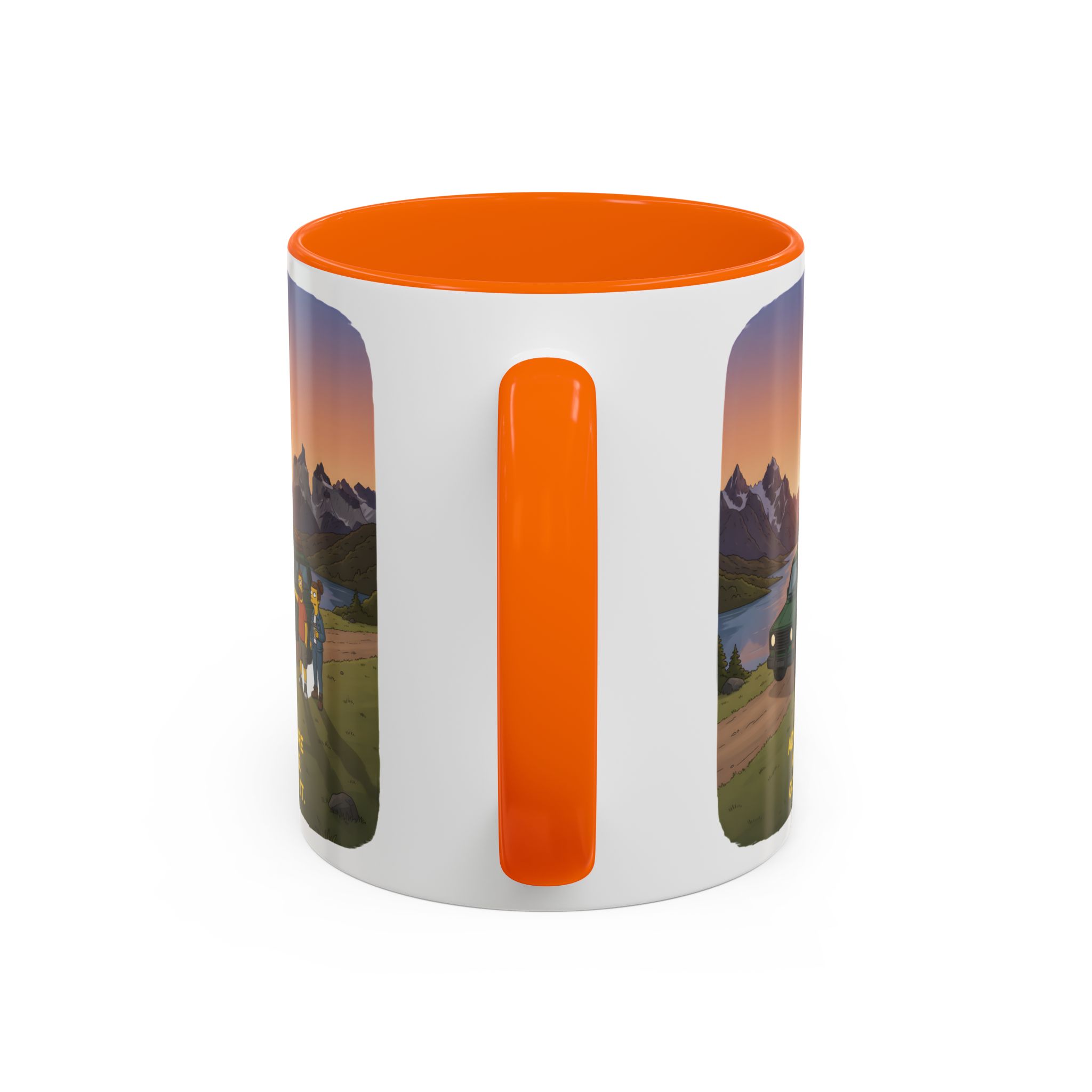 Accent Coffee Mug (11, 15oz) — "Adventure Awaits-Go Find It" Design Sitcom-Line