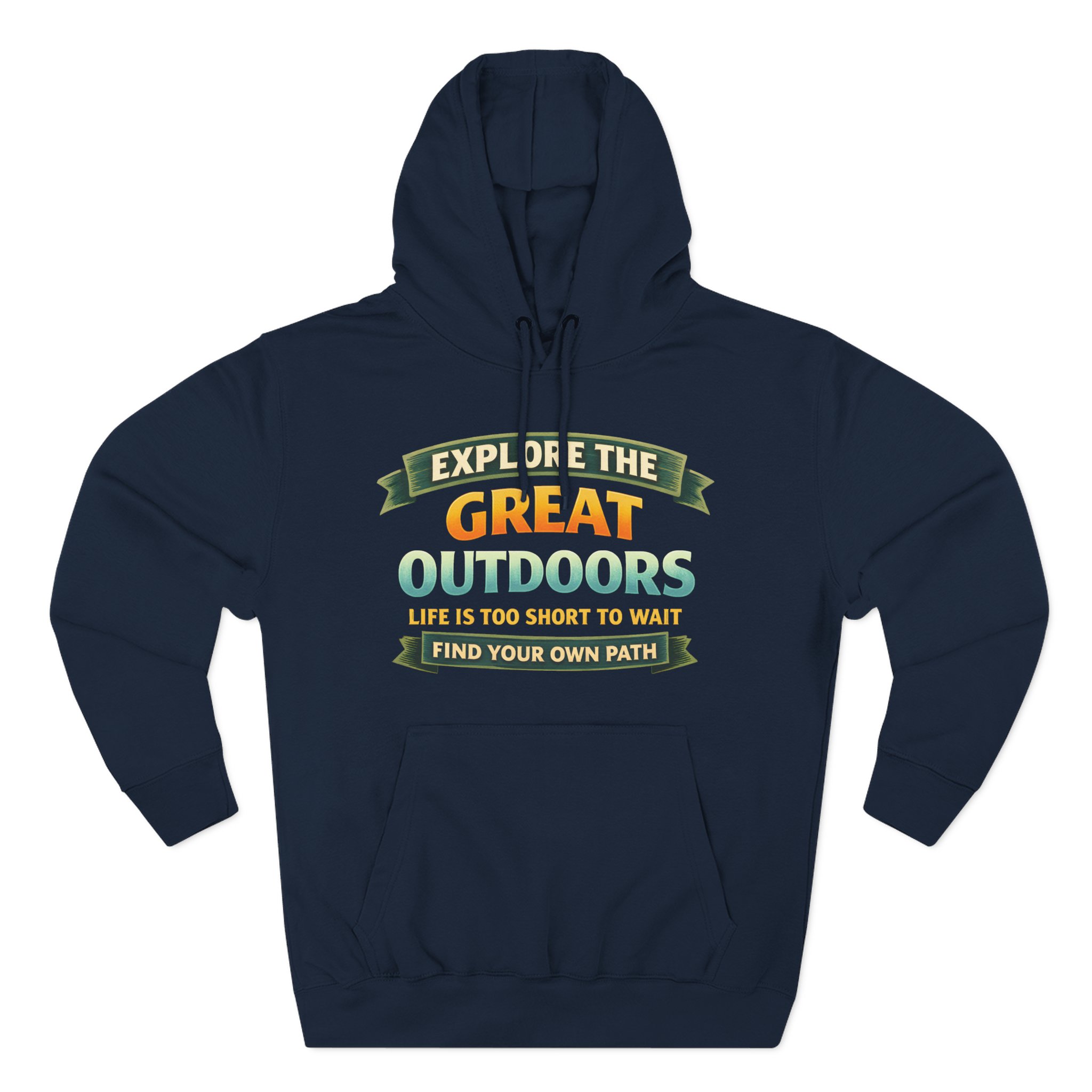 Three-Panel Fleece Hoodie - "Explore The Great Outdoors" Design Scenic-Line