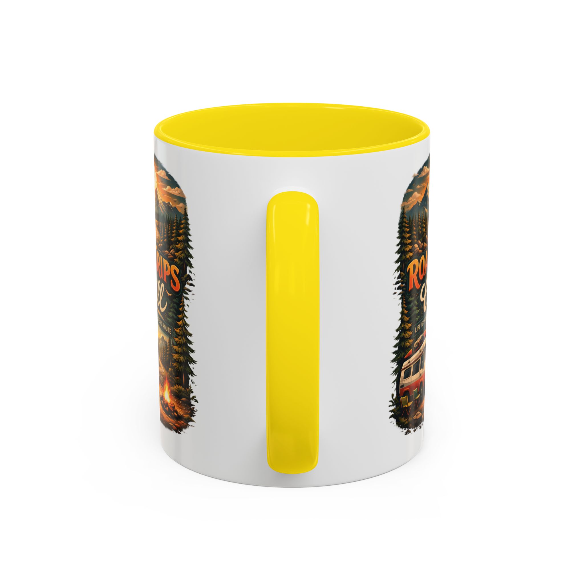 Accent Coffee Mug (11, 15oz) — "Road Trips & Chill" Design Scenic-Line