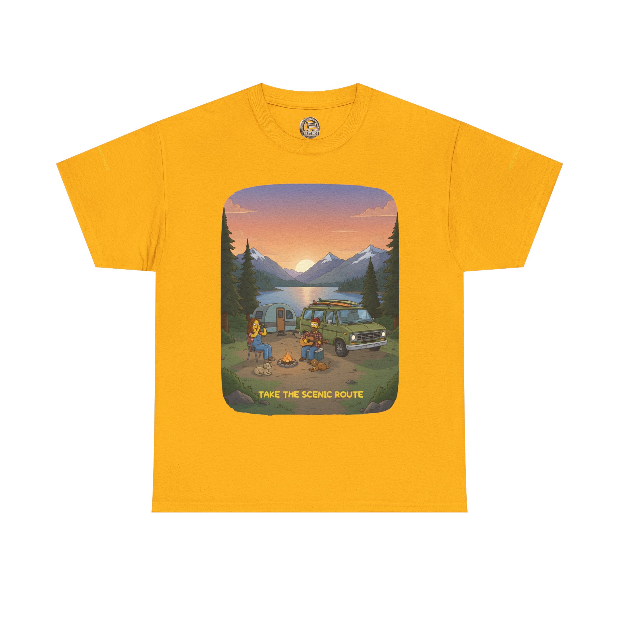 Unisex Heavy Cotton Tee — "Take The Scenic Route" Design Sitcom-Line