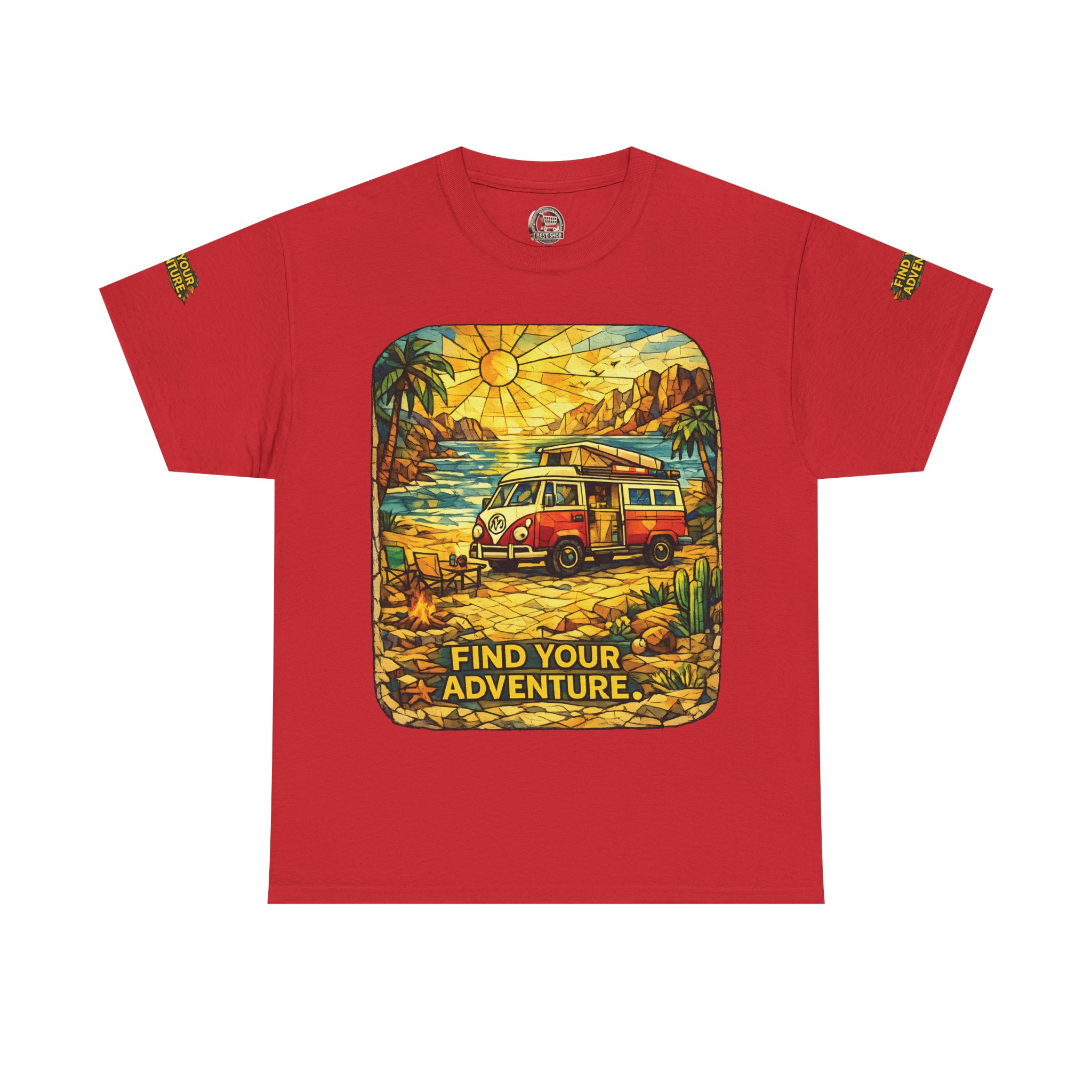 Unisex Heavy Cotton Tee — "Find Your Adventure" Design Cubic-Line