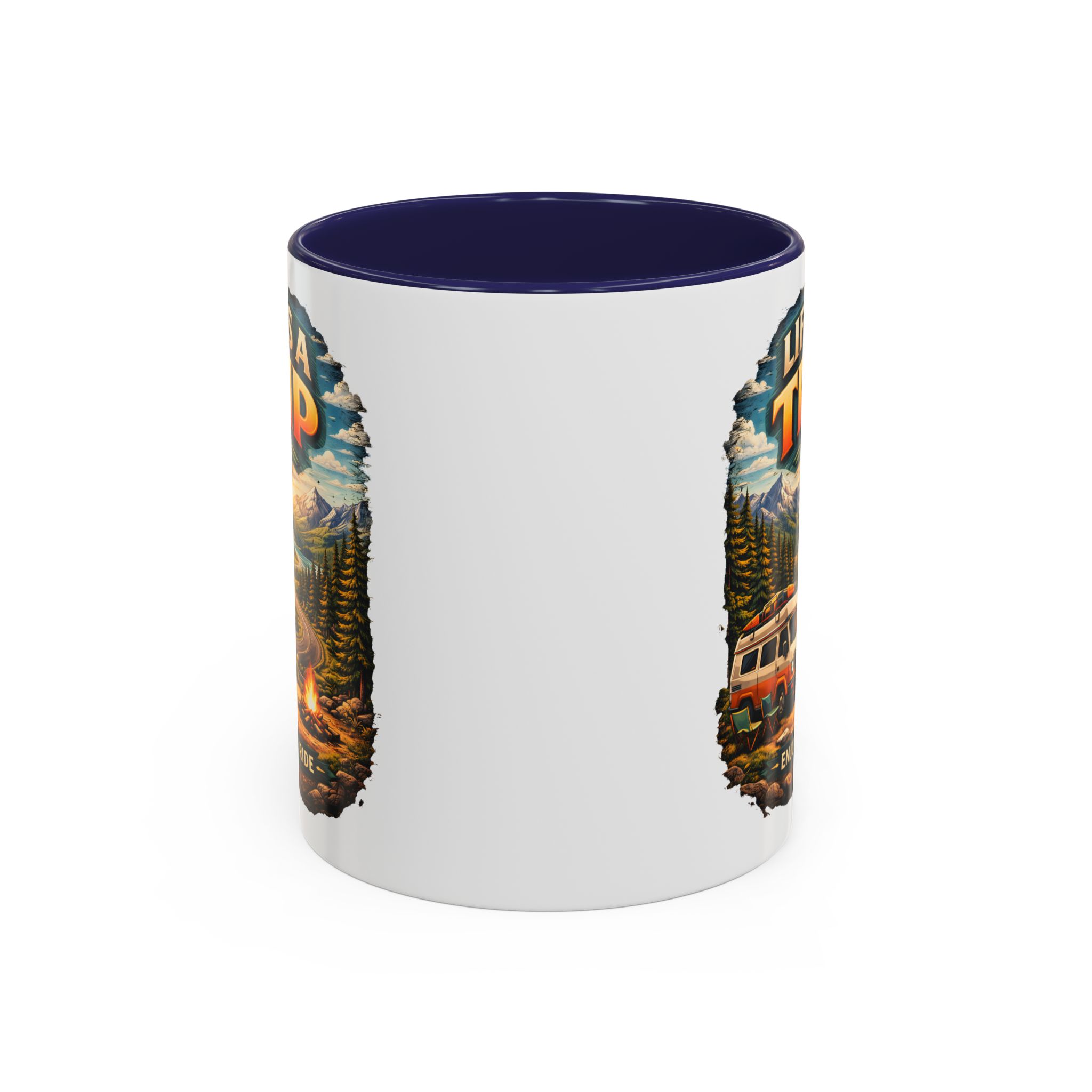 Accent Coffee Mug (11, 15oz) — "Life s A Trip" Design Scenic-Line