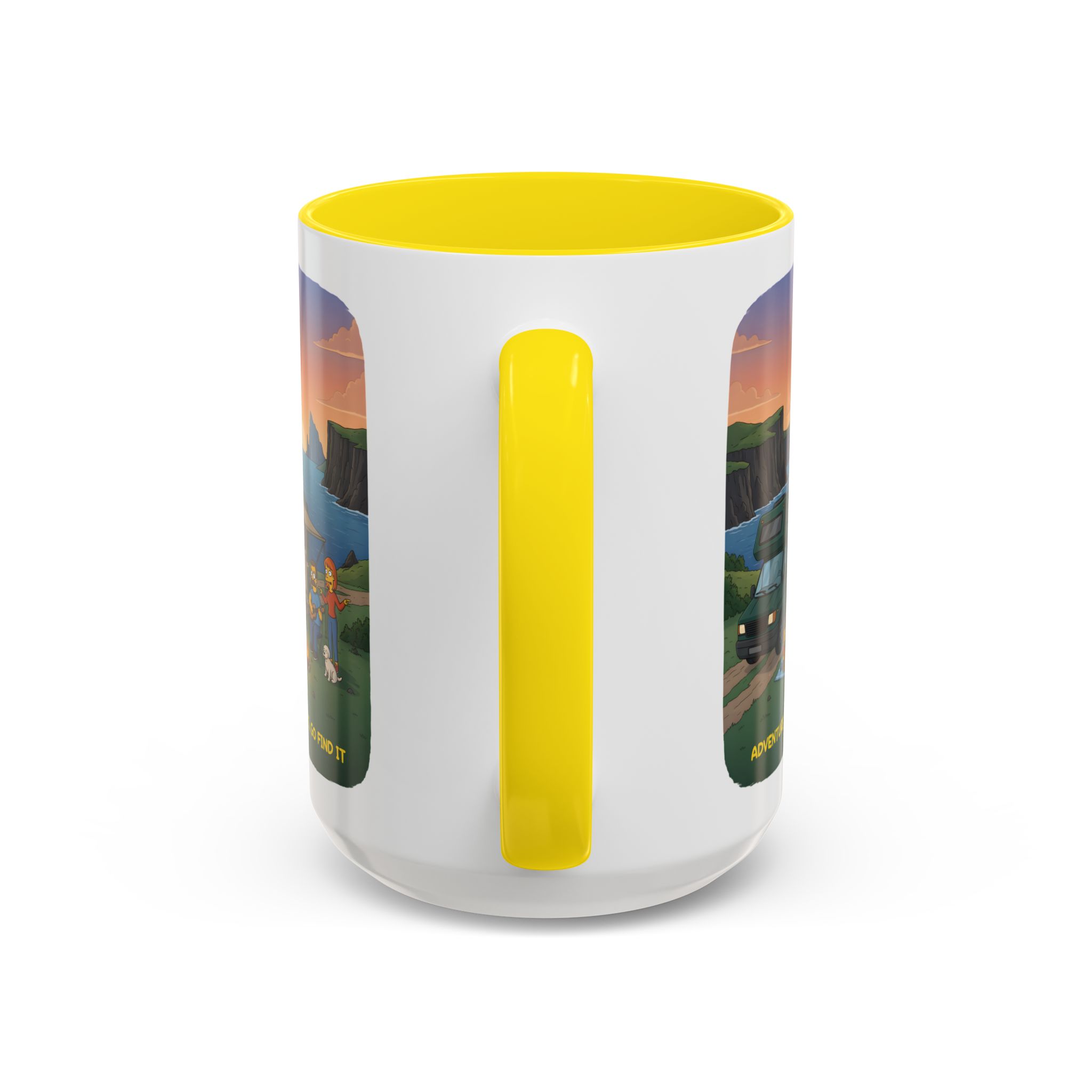Accent Coffee Mug (11, 15oz) — "Adventure Awaits-Go Find It"" Design Sitcom-Line