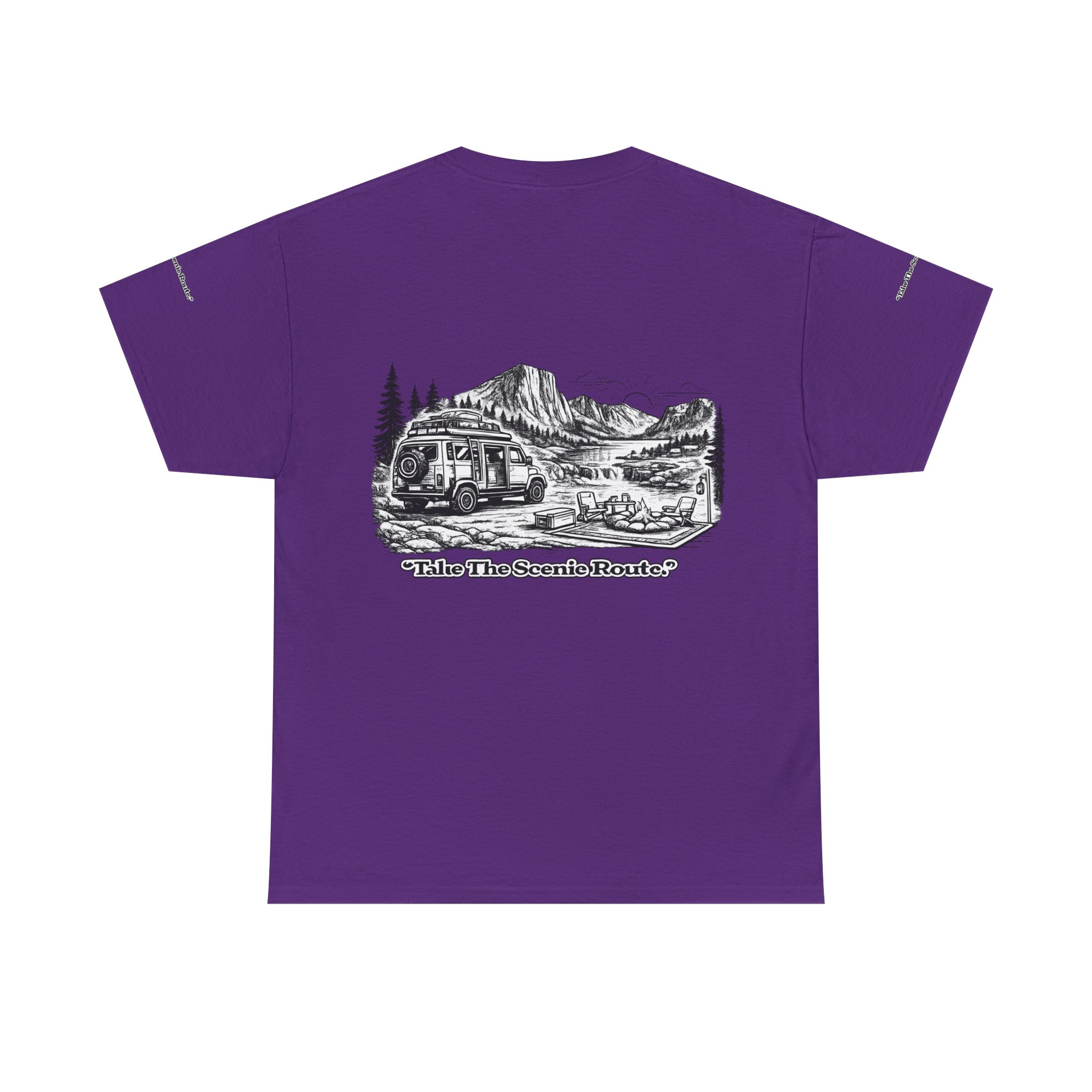 Unisex Heavy Cotton Tee — "Take The Scenic Route" Design Minimal-Line